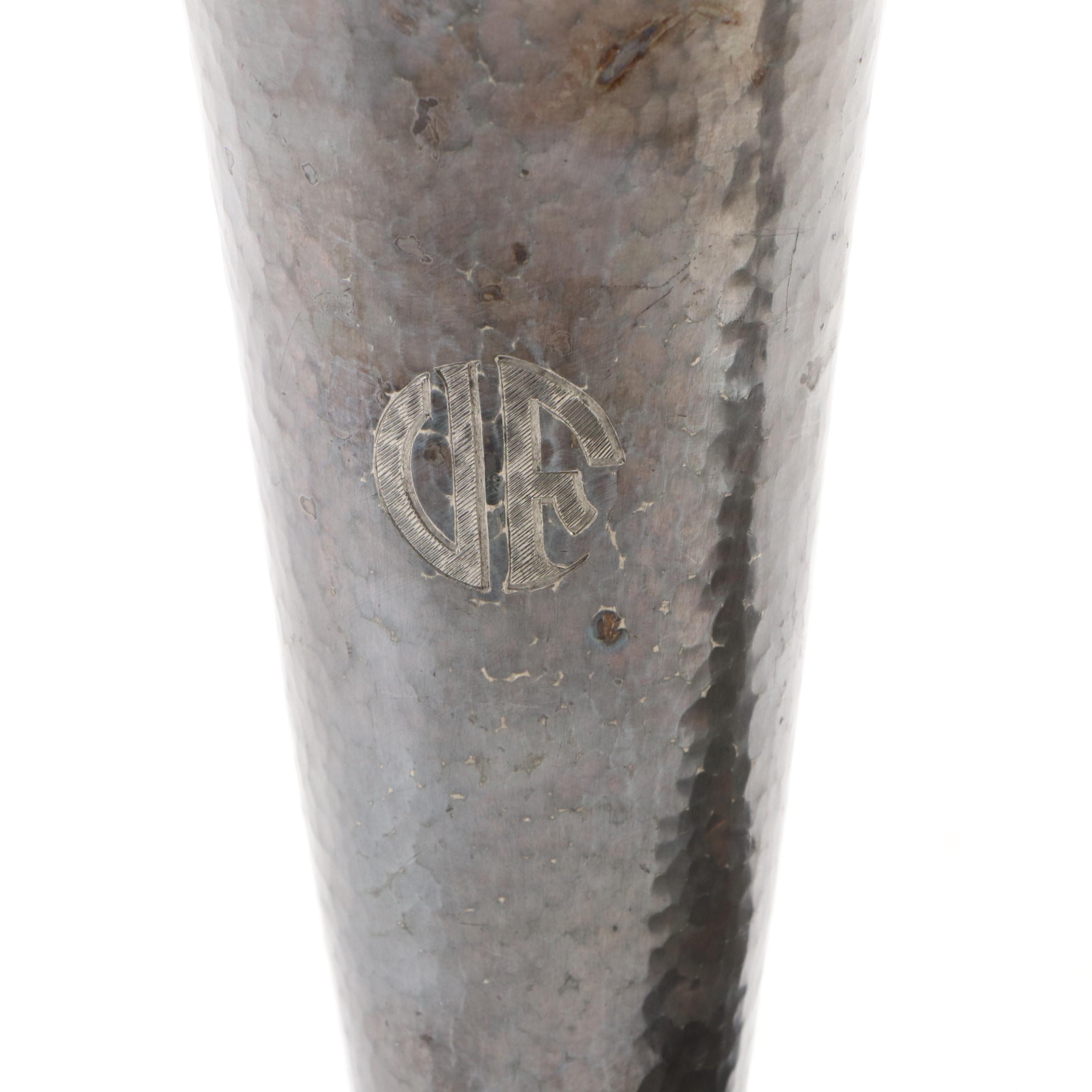 Art Nouveau Style Trumpet Vase with Mirrored Plateau and Other Decor