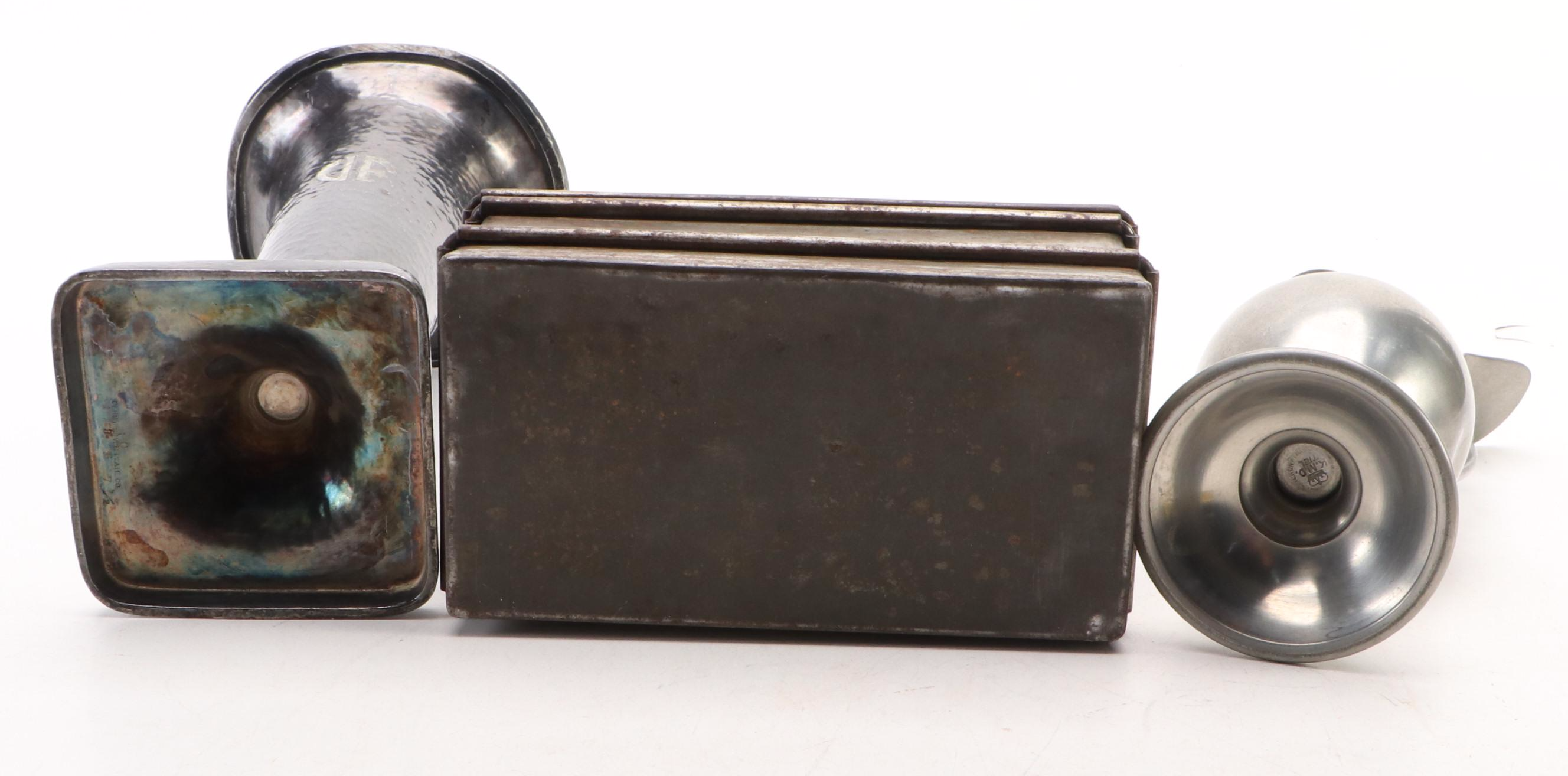 Art Nouveau Style Trumpet Vase with Mirrored Plateau and Other Decor