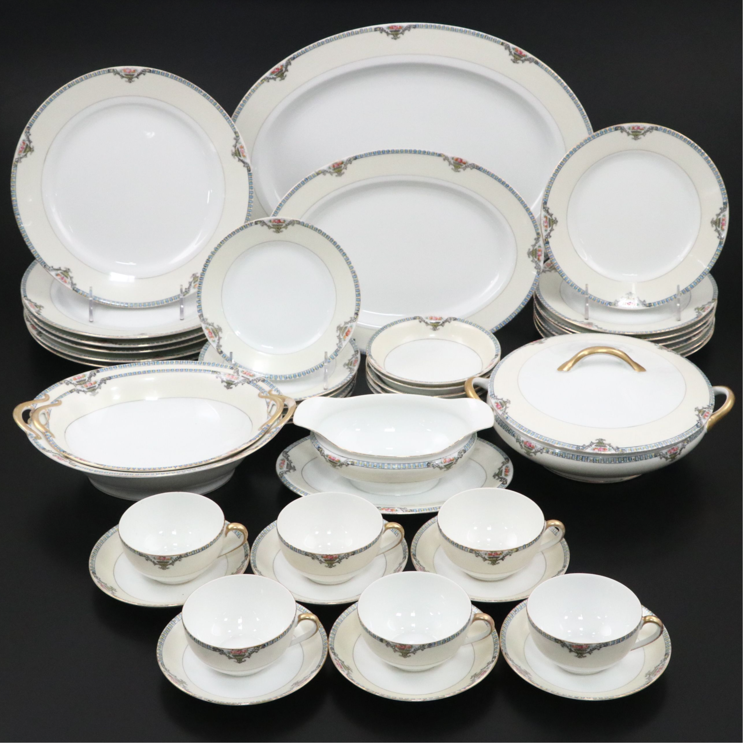 Noritake "Cortez" Hand Painted Porcelain Dinnerware and Serving Pieces