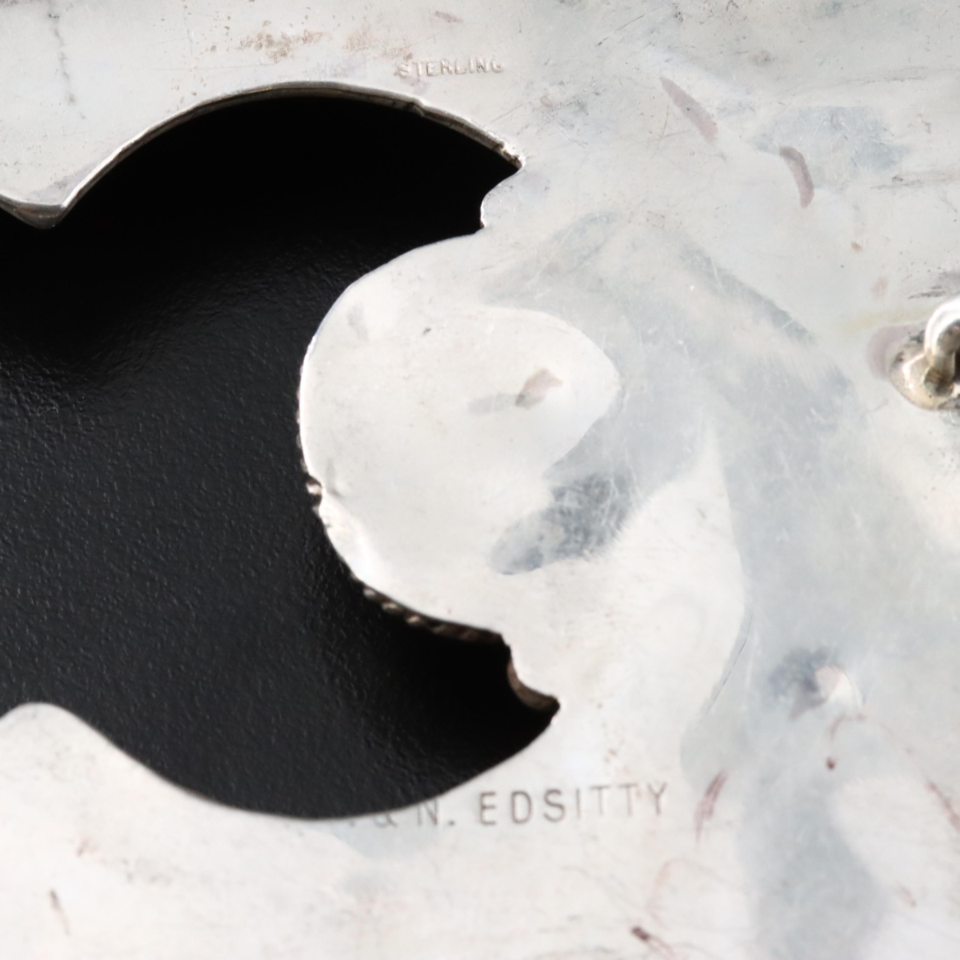 Southwestern Signed Sterling Malachite Squash Blossom Necklace with Bracelet