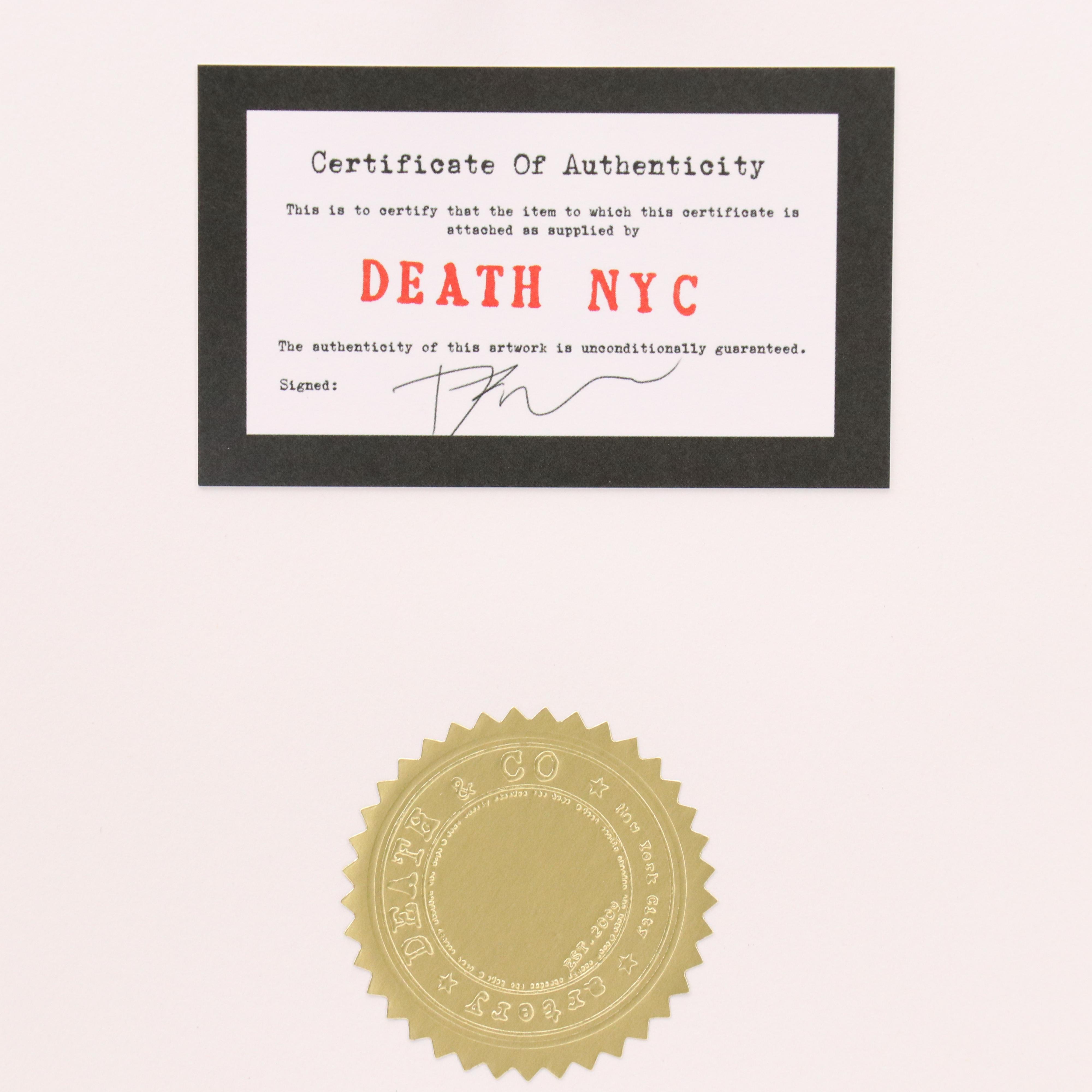 Death NYC Street Art Offset Lithograph of Lichtenstein Girl with LV Logos, 2023