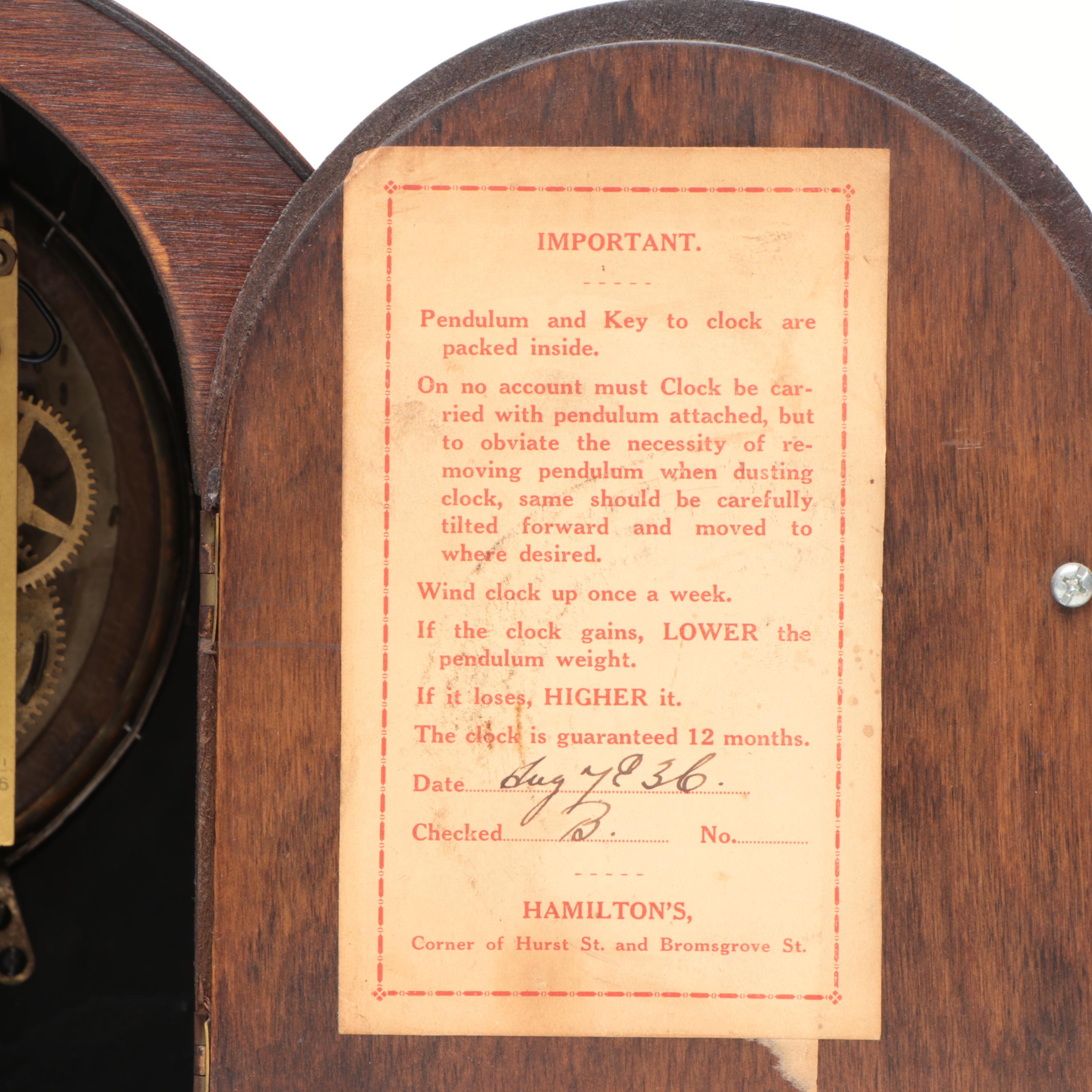 Art Deco Rosewood Mantel Clock, Early 20th Century