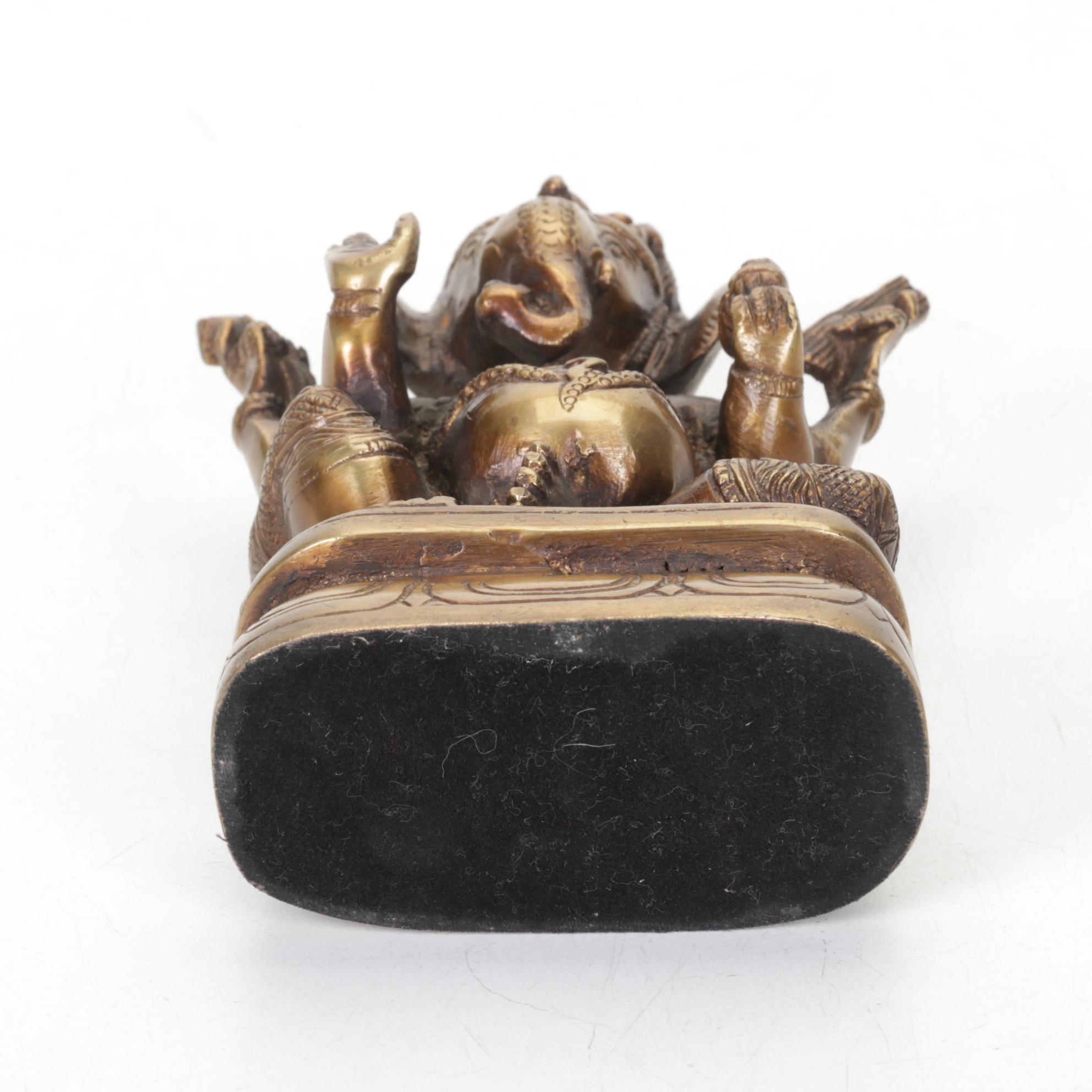 Cast Brass Seated Ganesh Sculpture