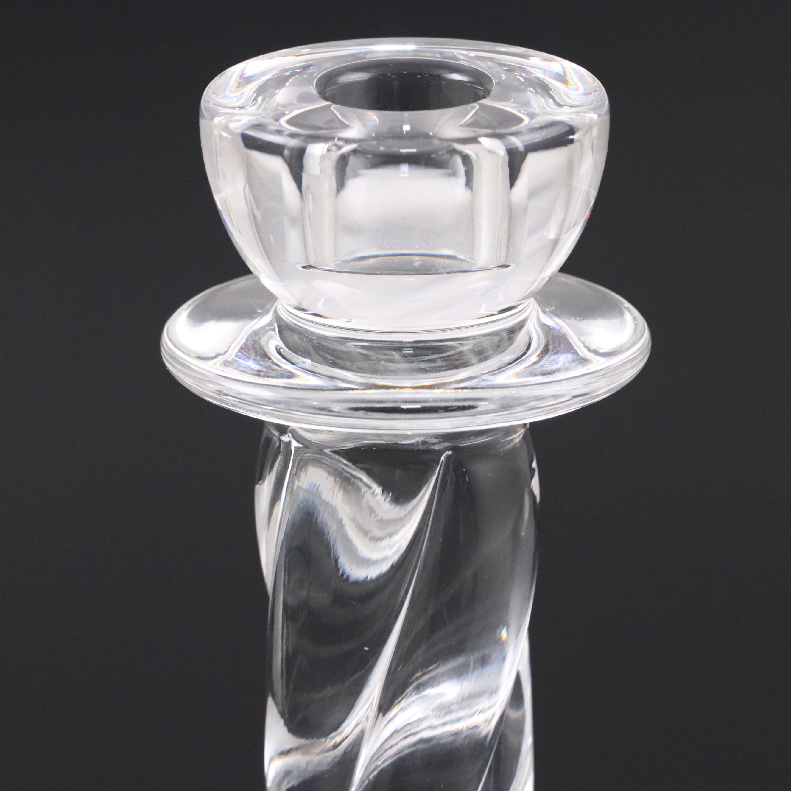 Kosta Boda Crystal Candlestick with Crystal Vase