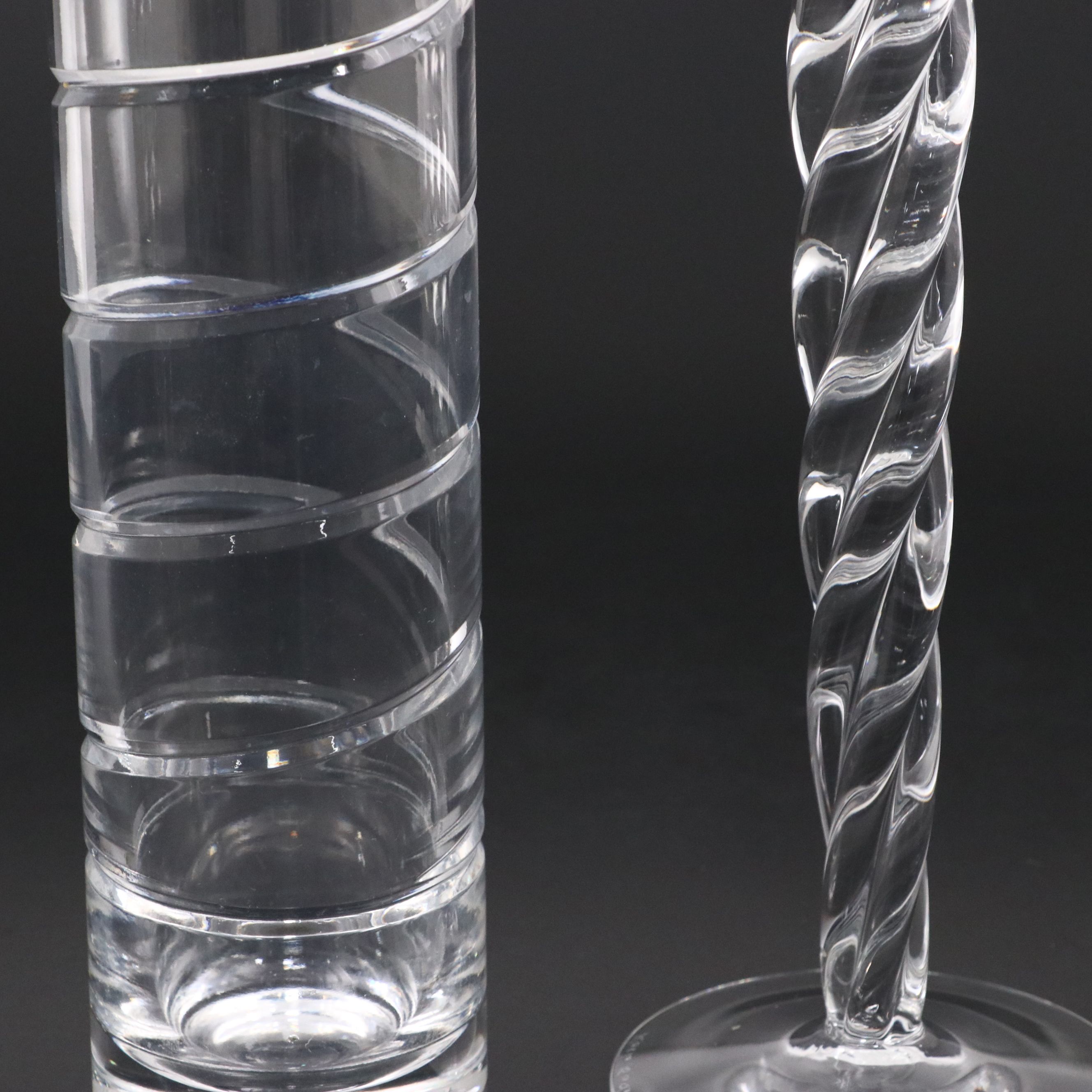 Kosta Boda Crystal Candlestick with Crystal Vase