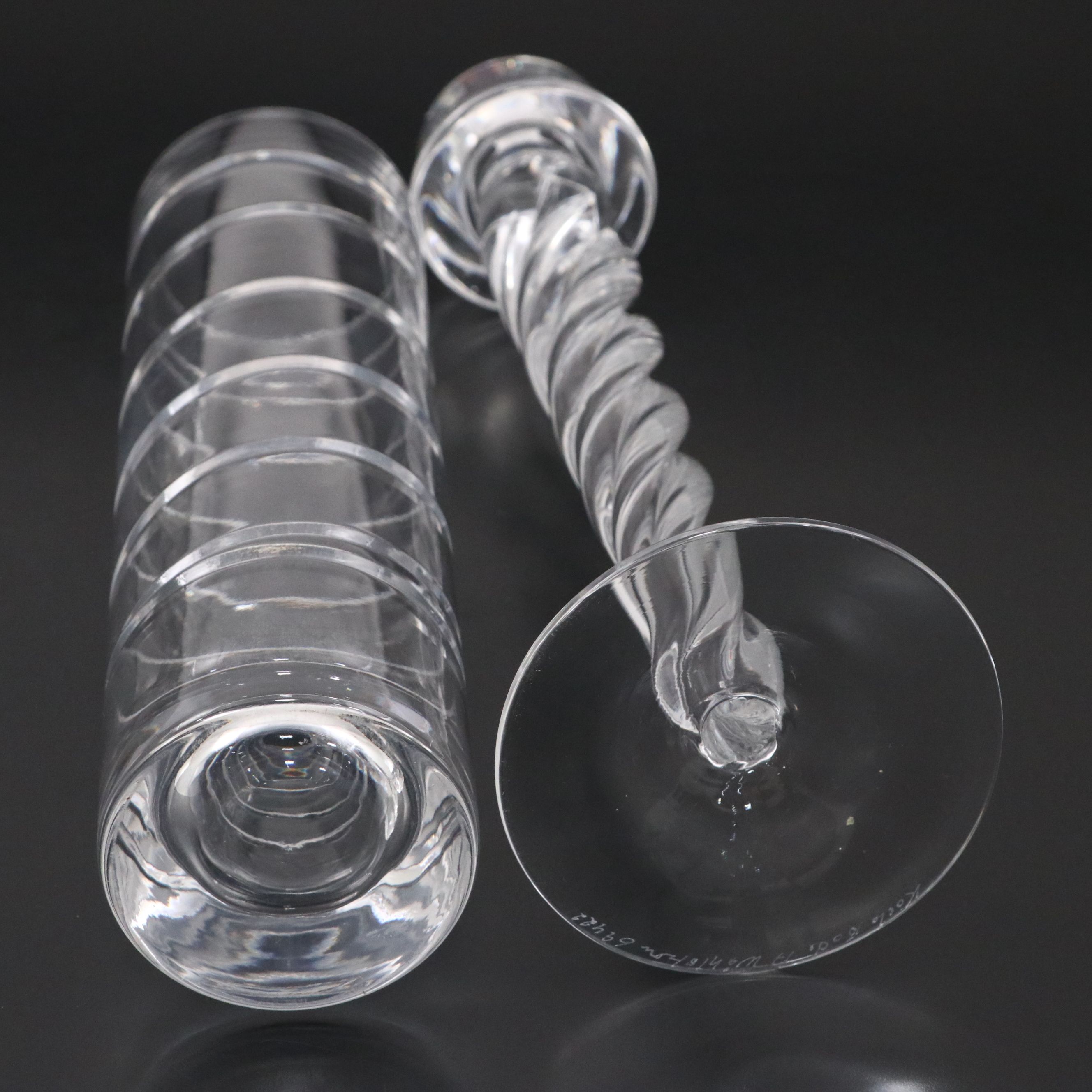 Kosta Boda Crystal Candlestick with Crystal Vase