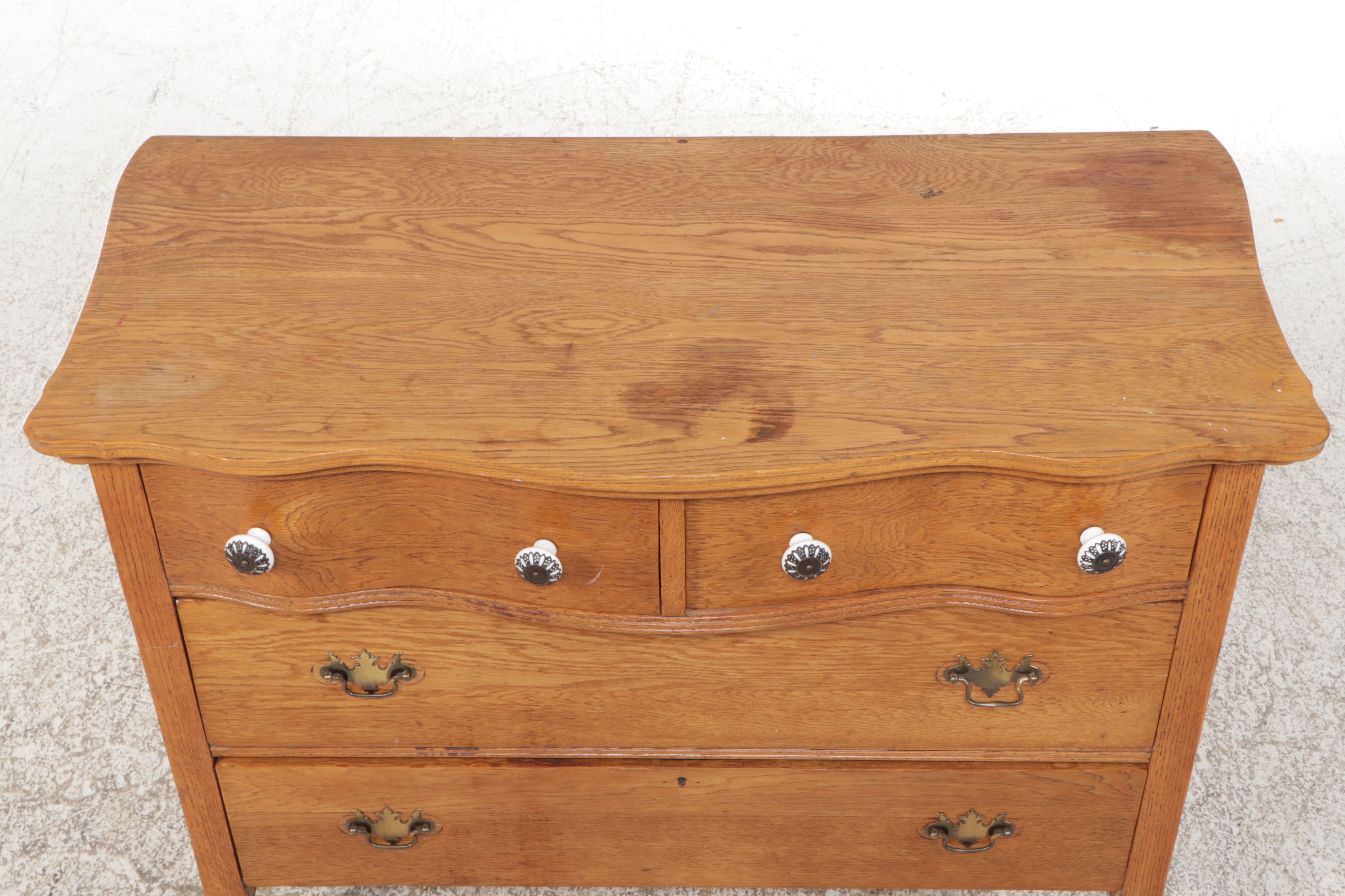 Serpentine Front Oak Chest of Drawers