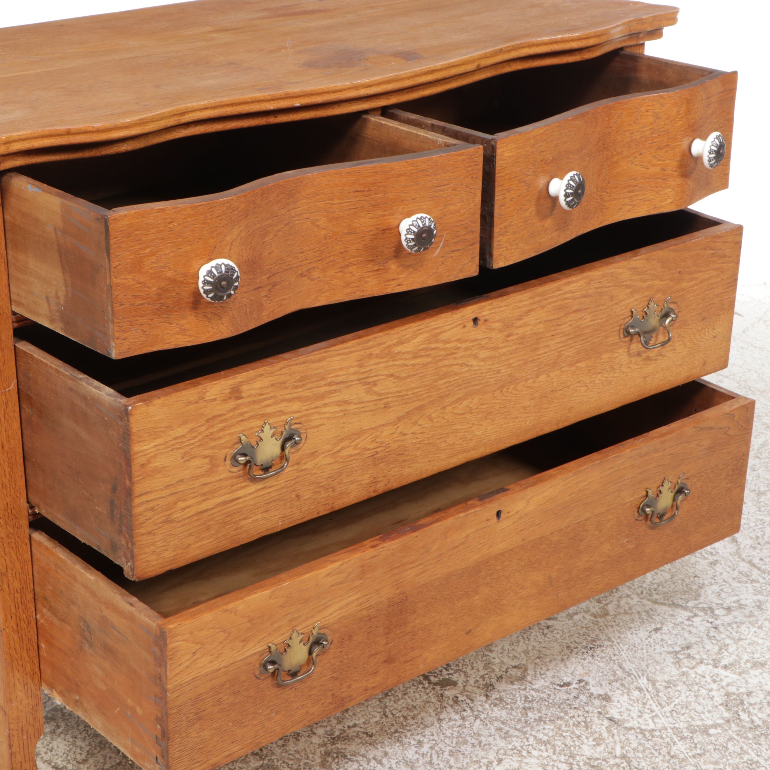 Serpentine Front Oak Chest of Drawers