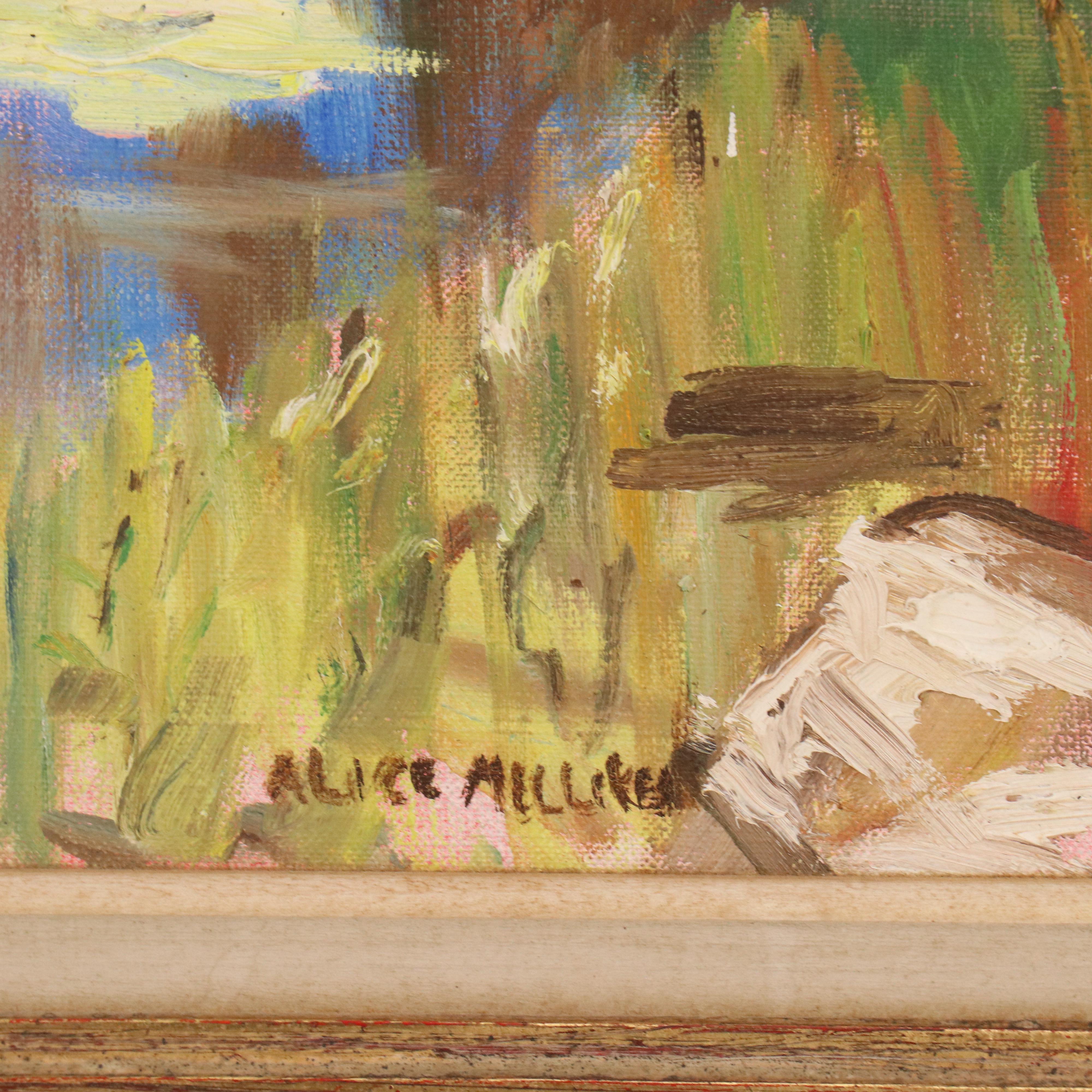 Alice Milliken Impressionist Style Oil Landscape of Woodland Pond, 20th Century