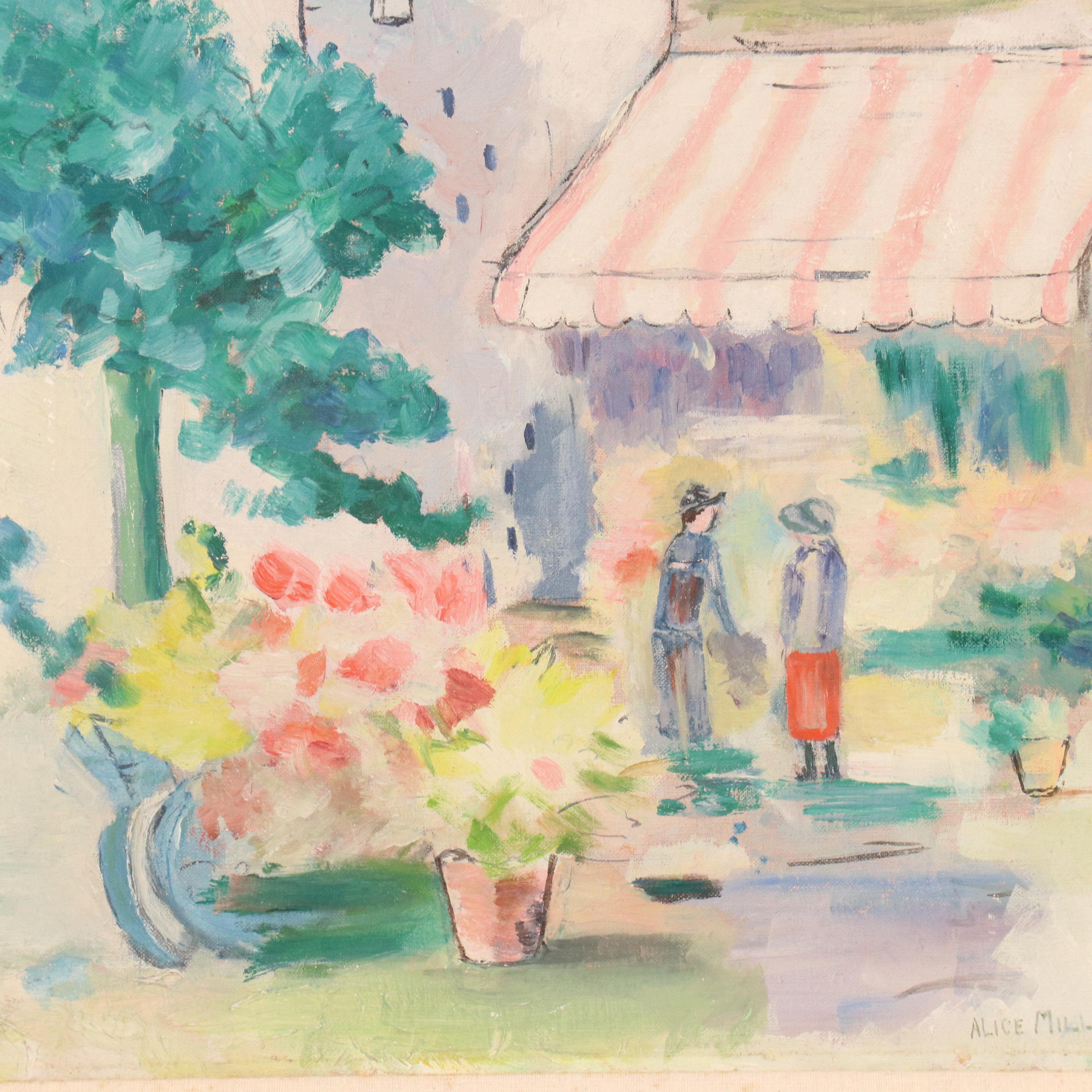 Alice Milliken Impressionist Style Oil Painting of Florist Storefront