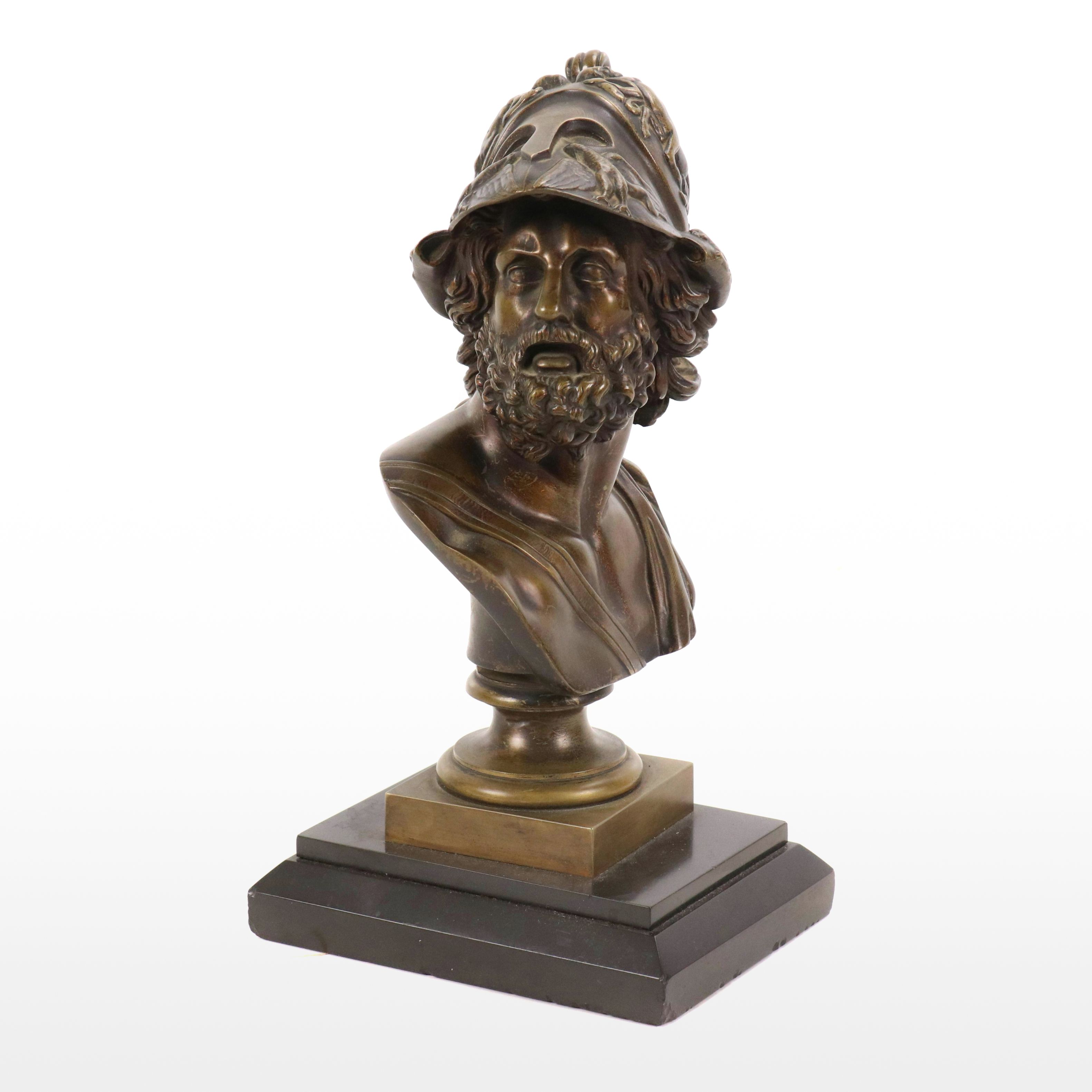 Bronze Bust of King Menelaus of Sparta After "The Pasquino Group," 20th Century