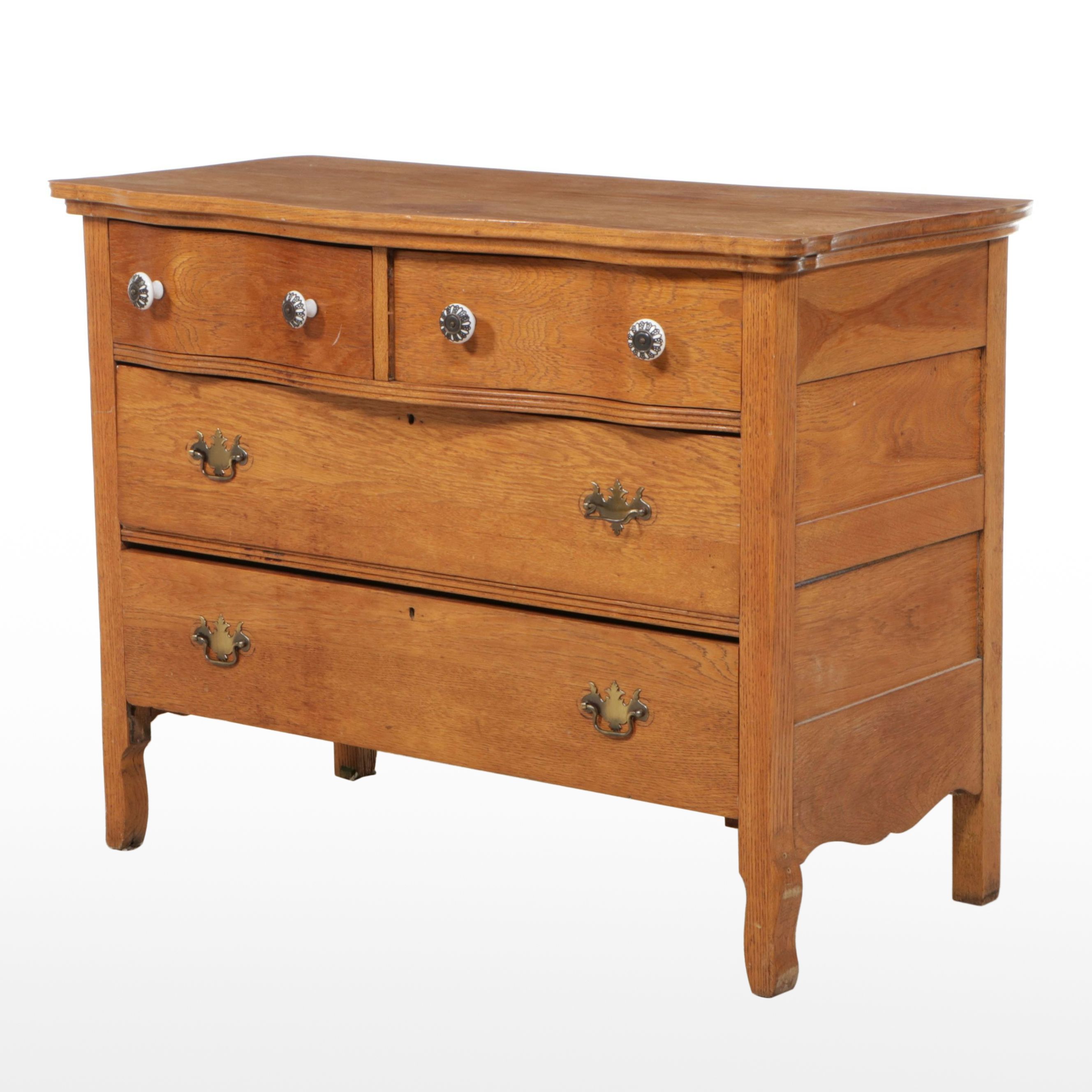 Serpentine Front Oak Chest of Drawers
