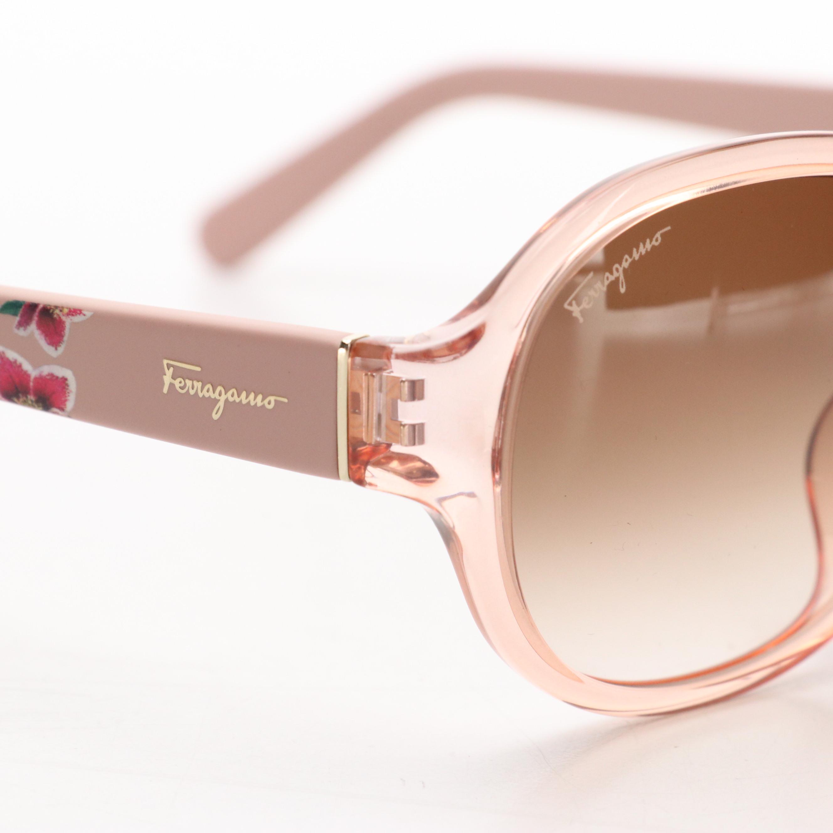 Salvatore Ferragamo SF918SA Transparent Pink Sunglasses with Case and Box