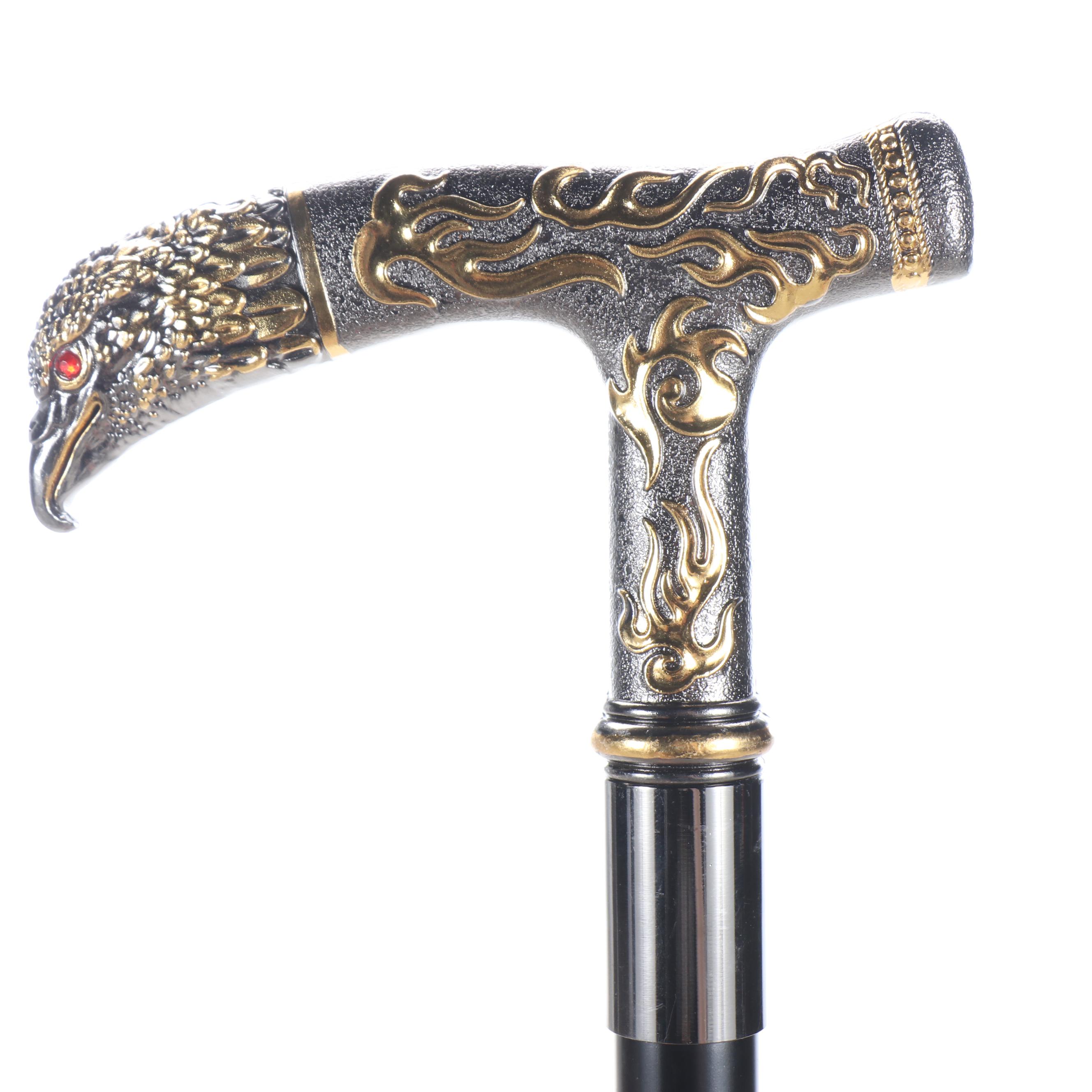 Eagle Head Embossed Metal Adjustable Sword Cane