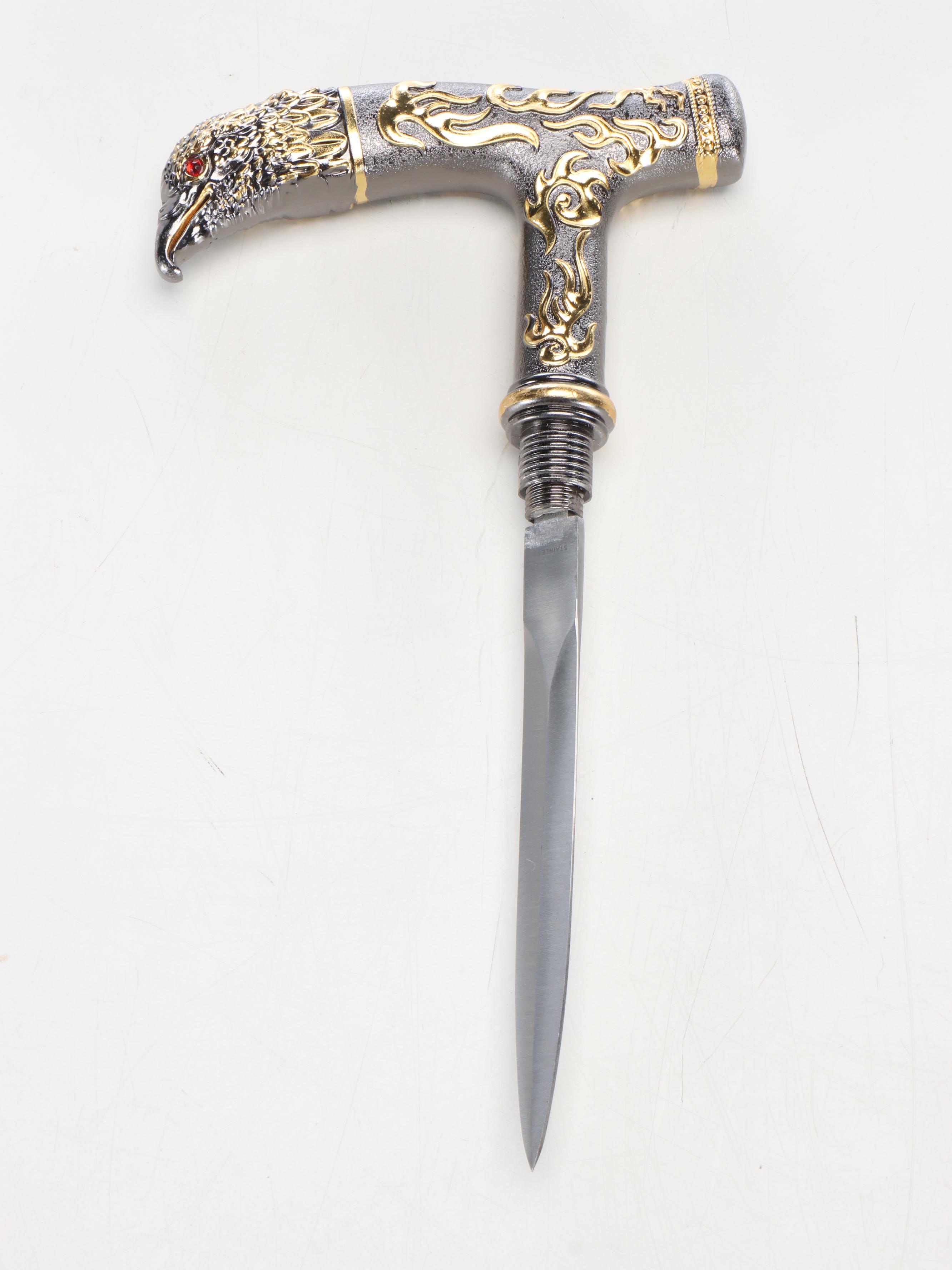 Eagle Head Embossed Metal Adjustable Sword Cane