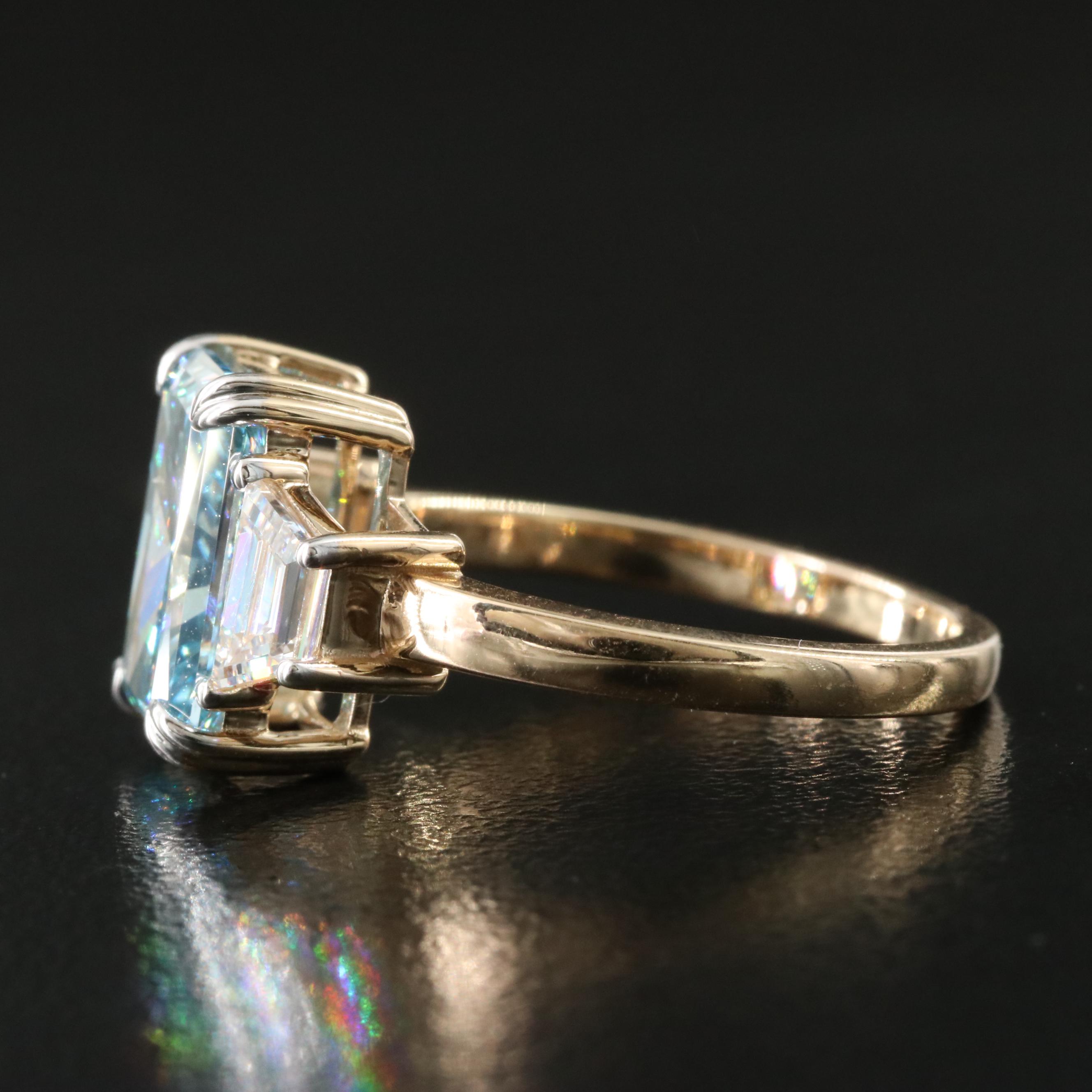 14K 3.76 CTW Lab Grown Diamond Ring with Fancy Blue Center and IGI Report