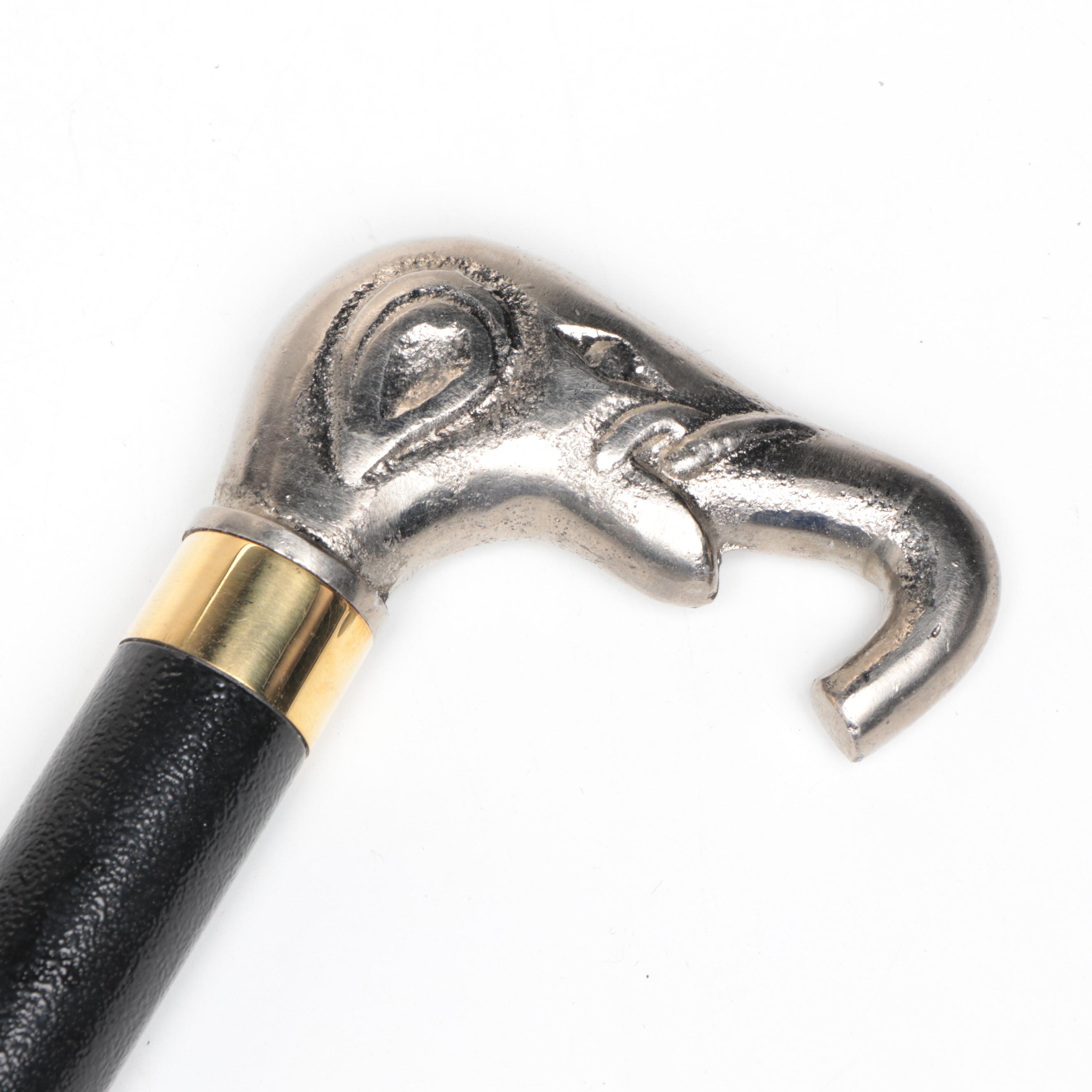 Elephant Head Derby Handled Sword Cane