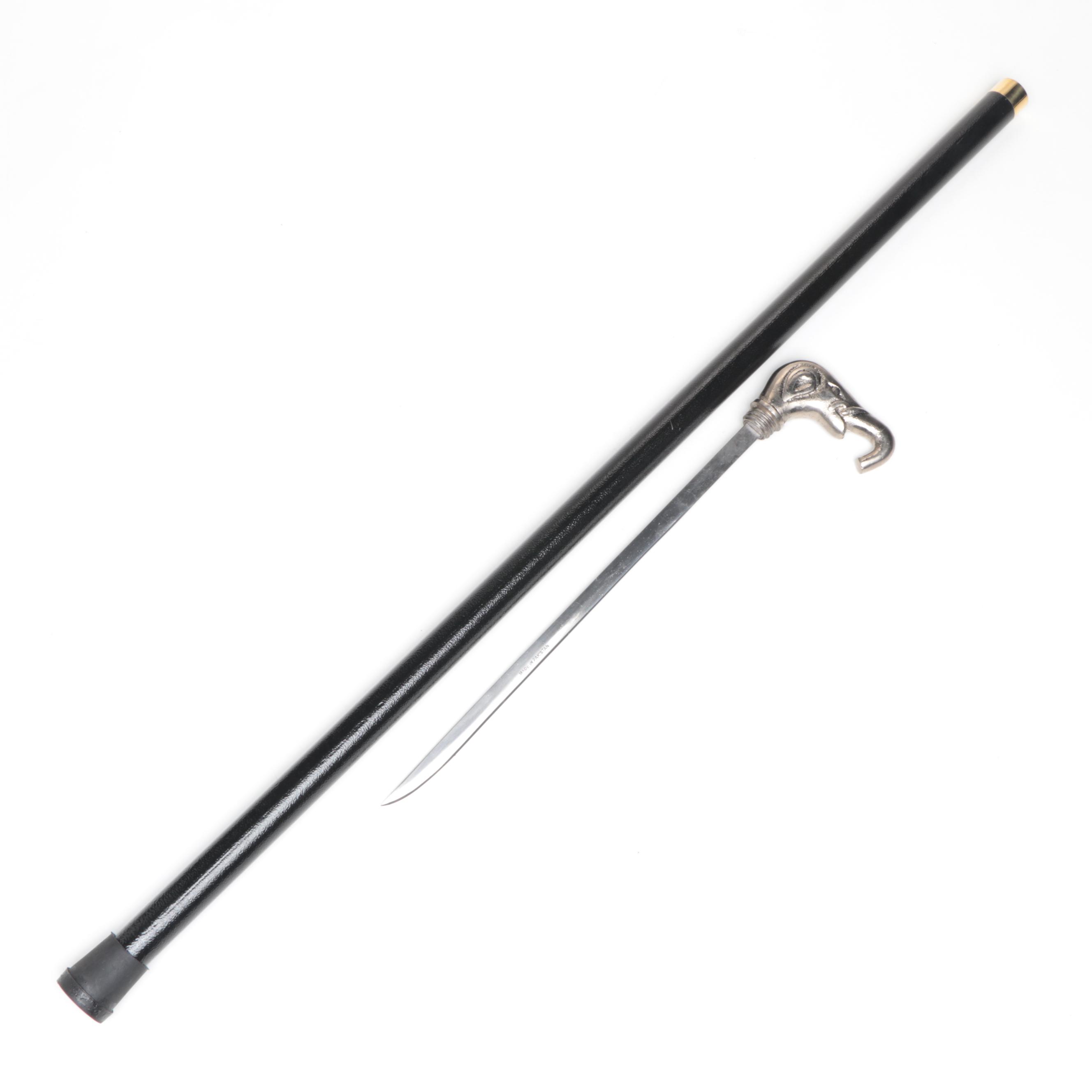 Elephant Head Derby Handled Sword Cane