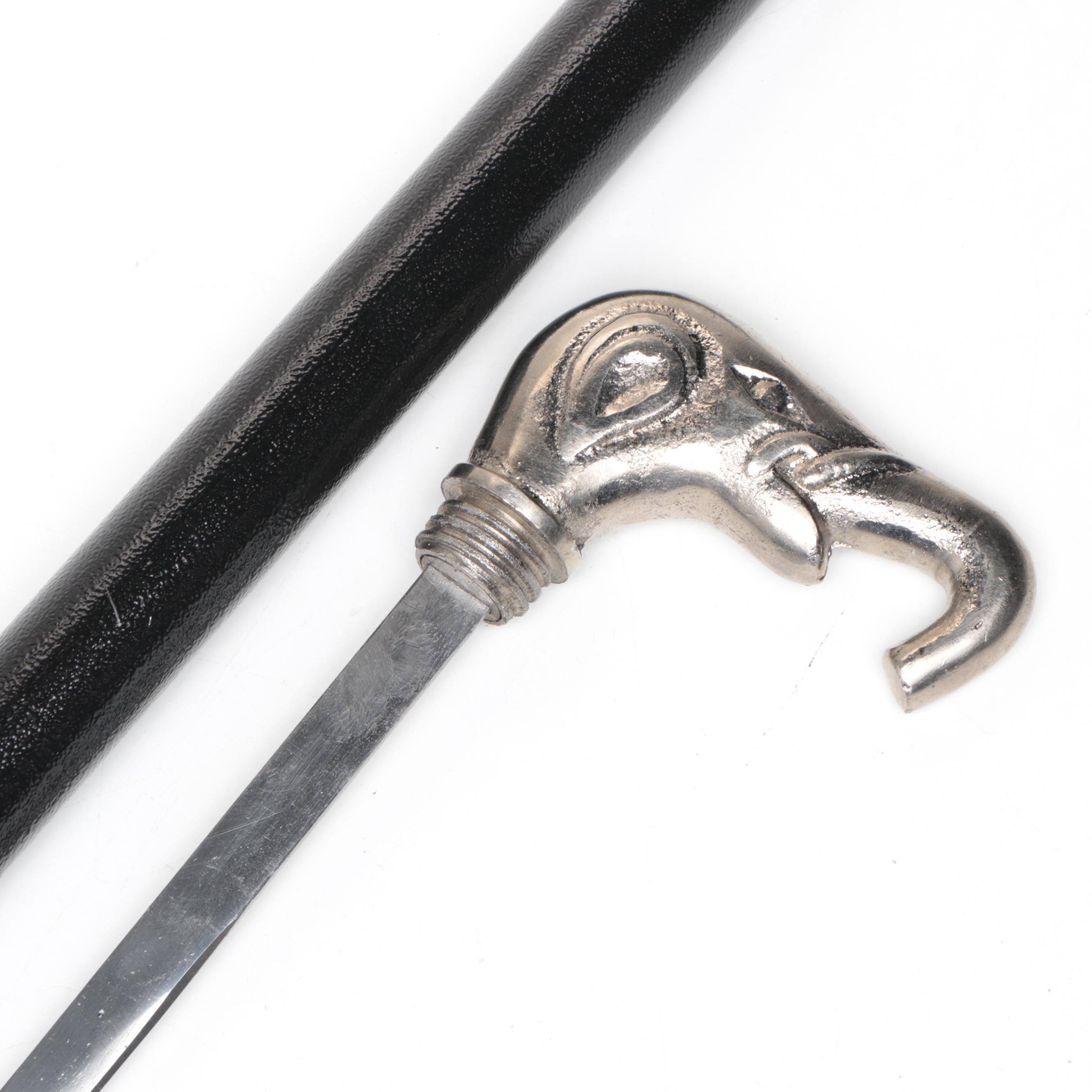 Elephant Head Derby Handled Sword Cane