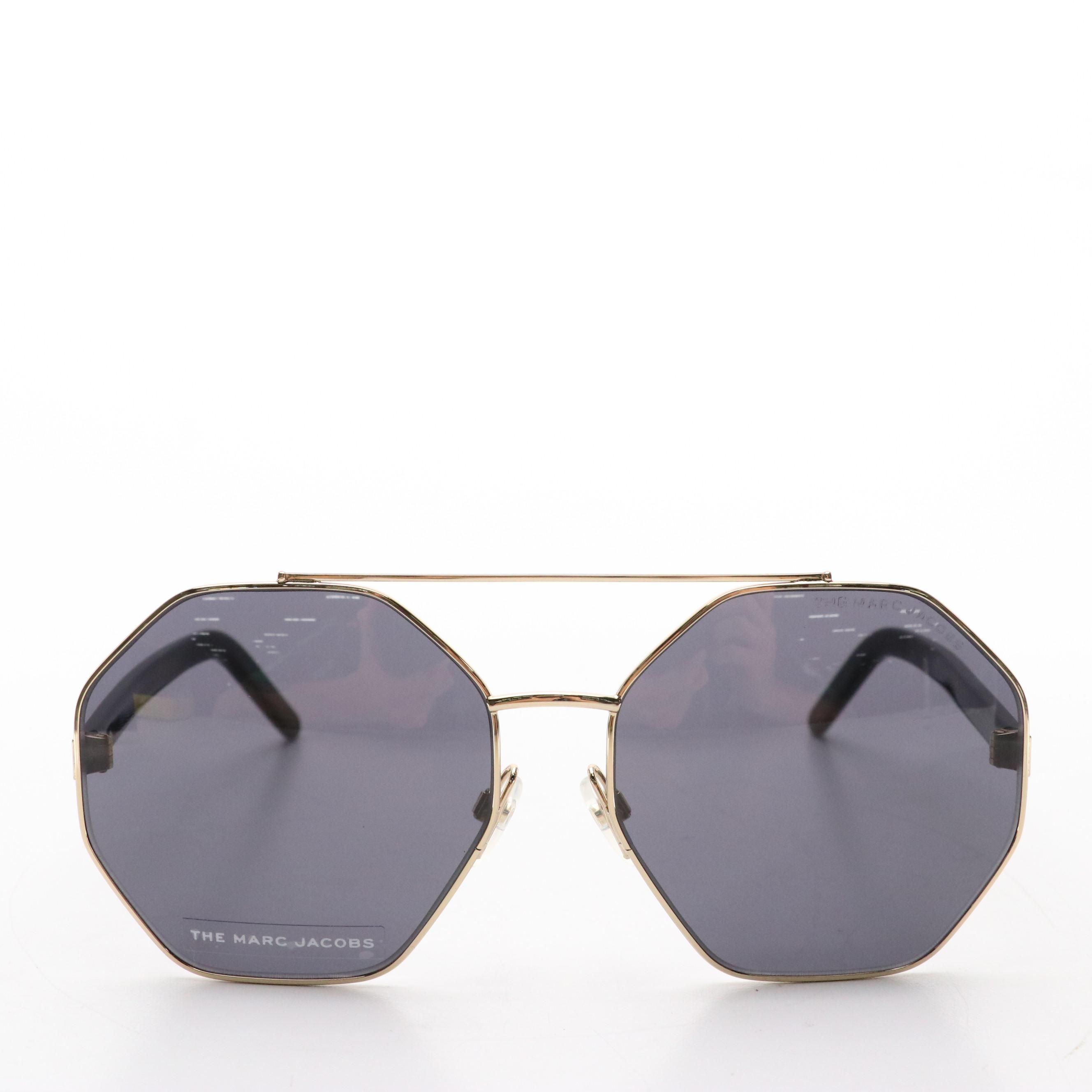 Marc Jacobs MARC524/S Geometric Aviator Gray Lens Sunglasses with Case