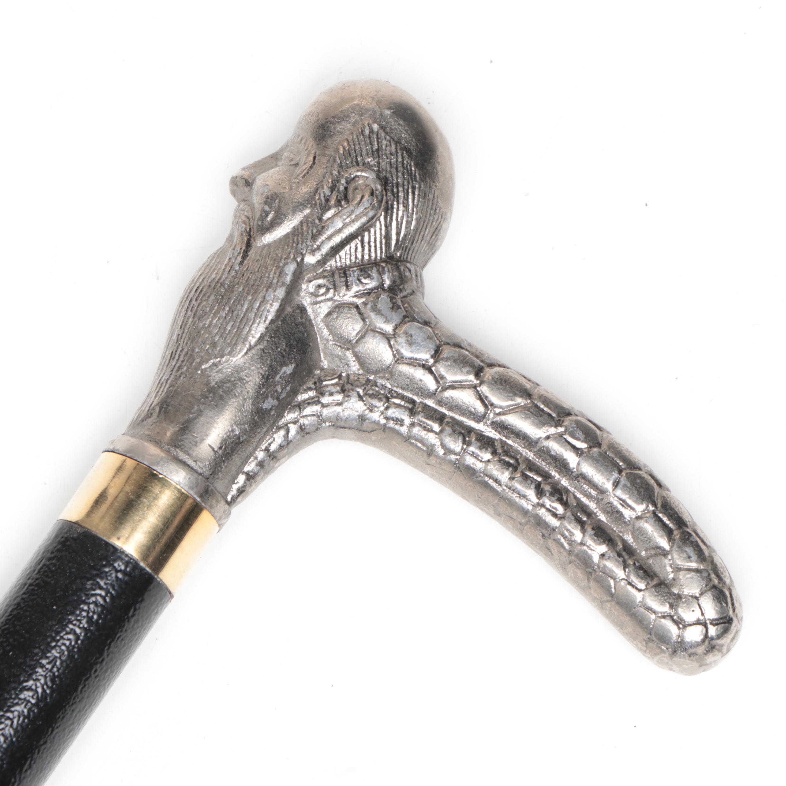 Figural Derby Handled Sword Cane