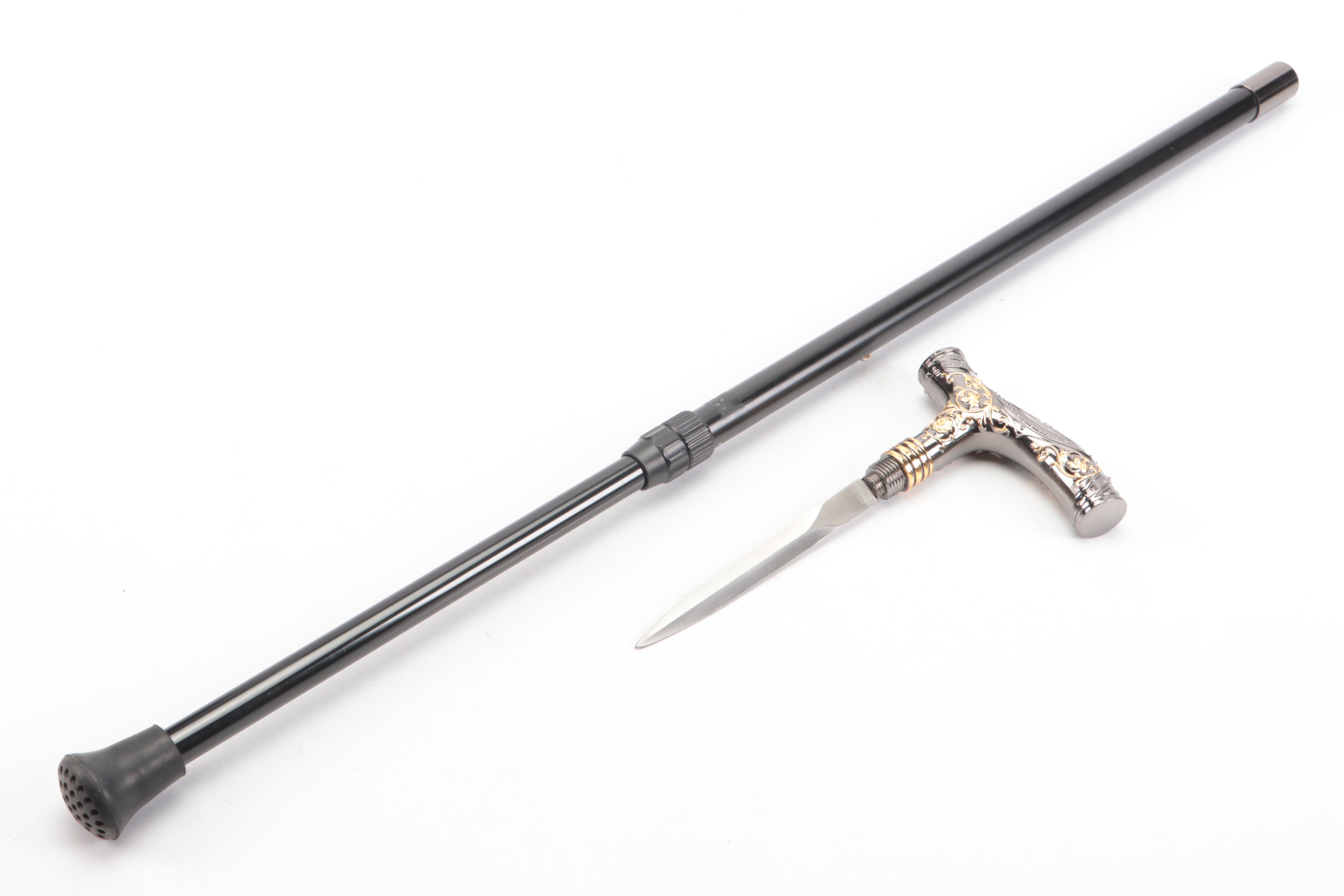 Two-Toned Derby Handled Adjustable Sword Cane