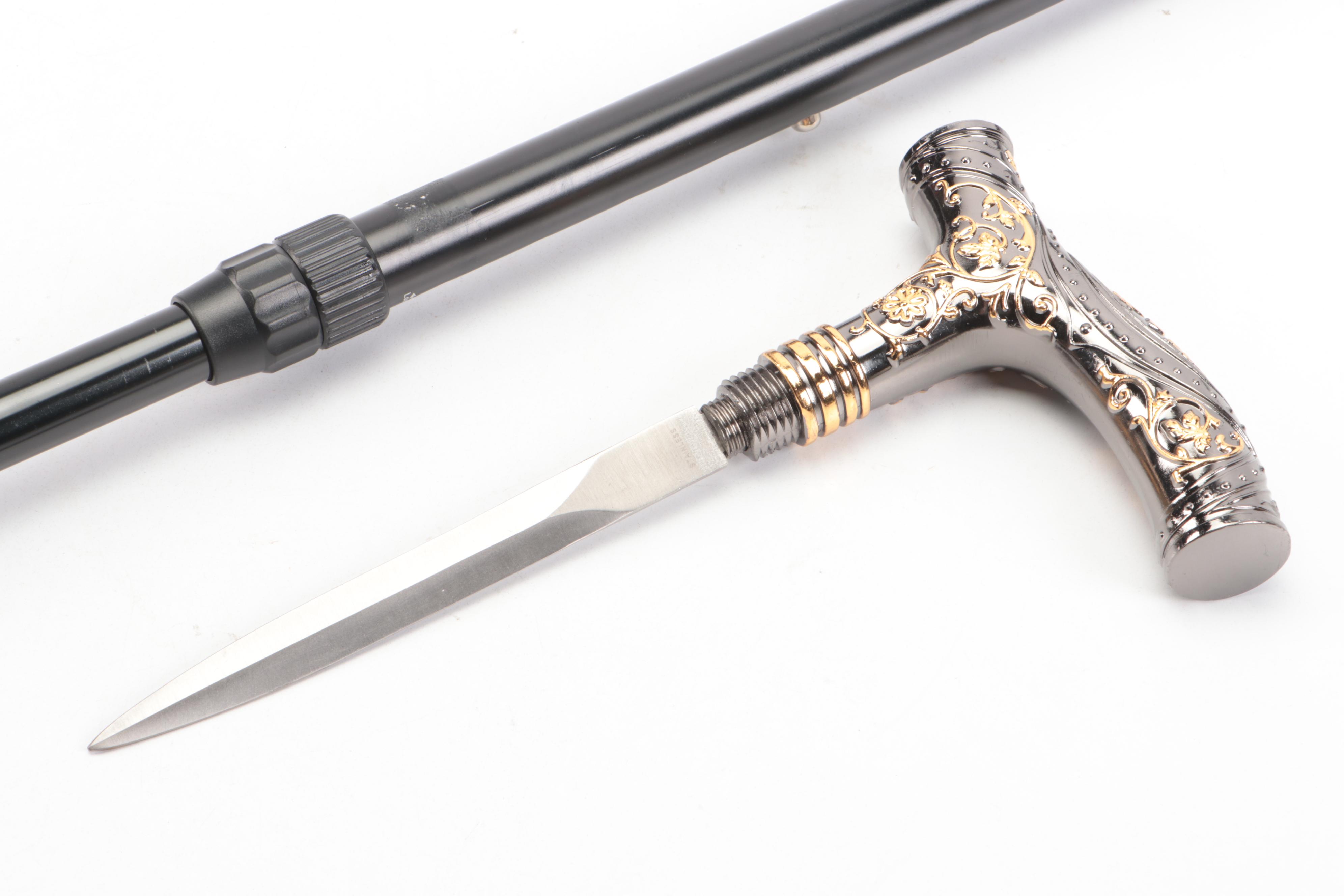 Two-Toned Derby Handled Adjustable Sword Cane