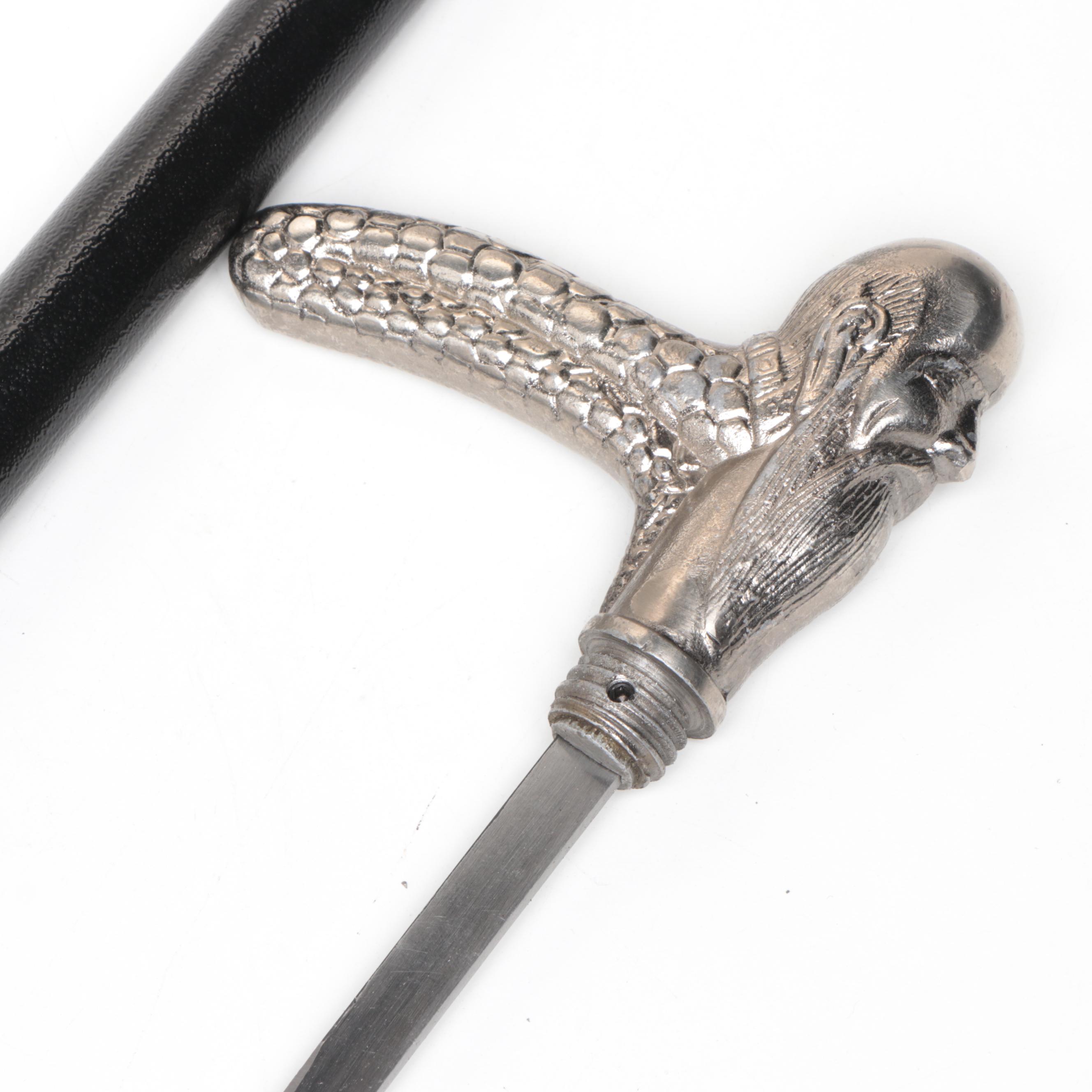 Figural Derby Handled Sword Cane