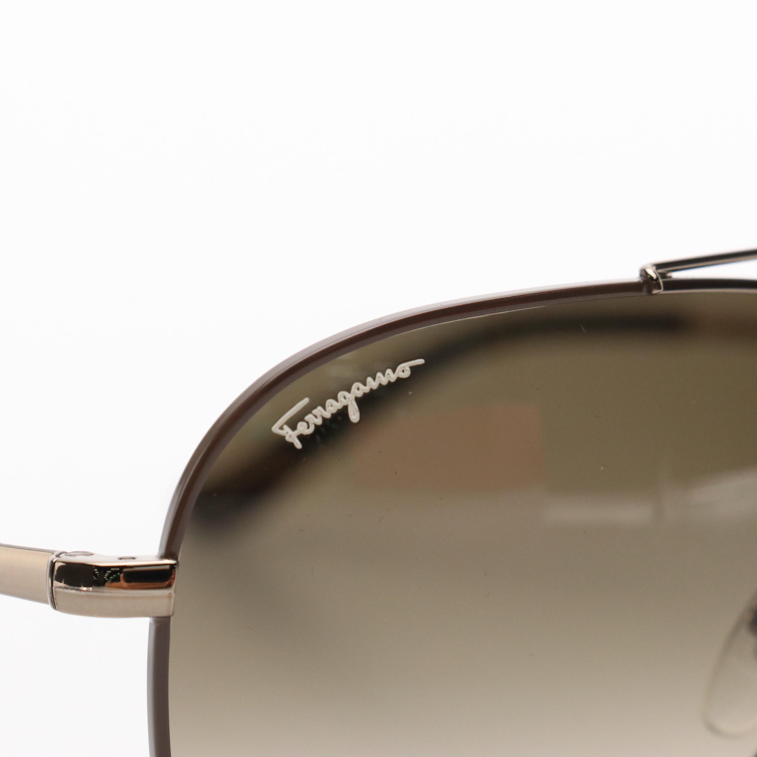 Salvatore Ferragamo SF131S Aviator Sunglasses with Case and Box