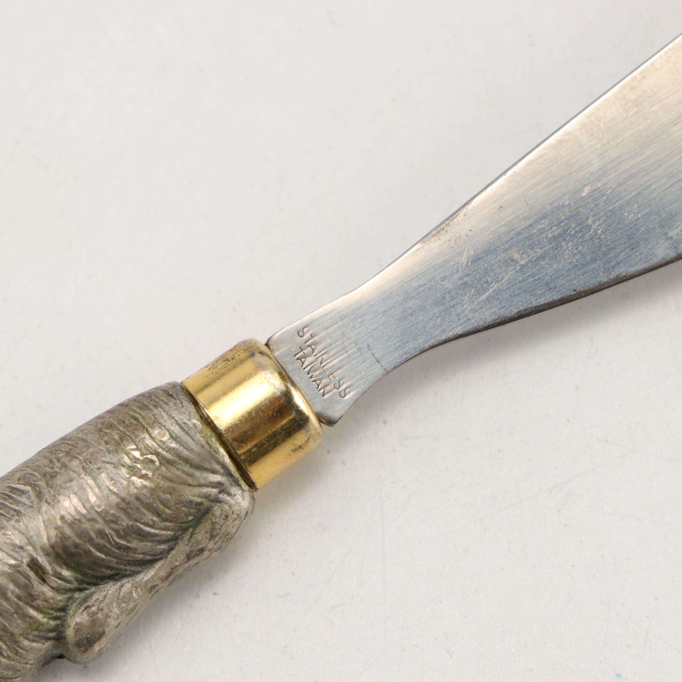 Marble Inlaid Serving Platter with Other Plates and Cheese Knife