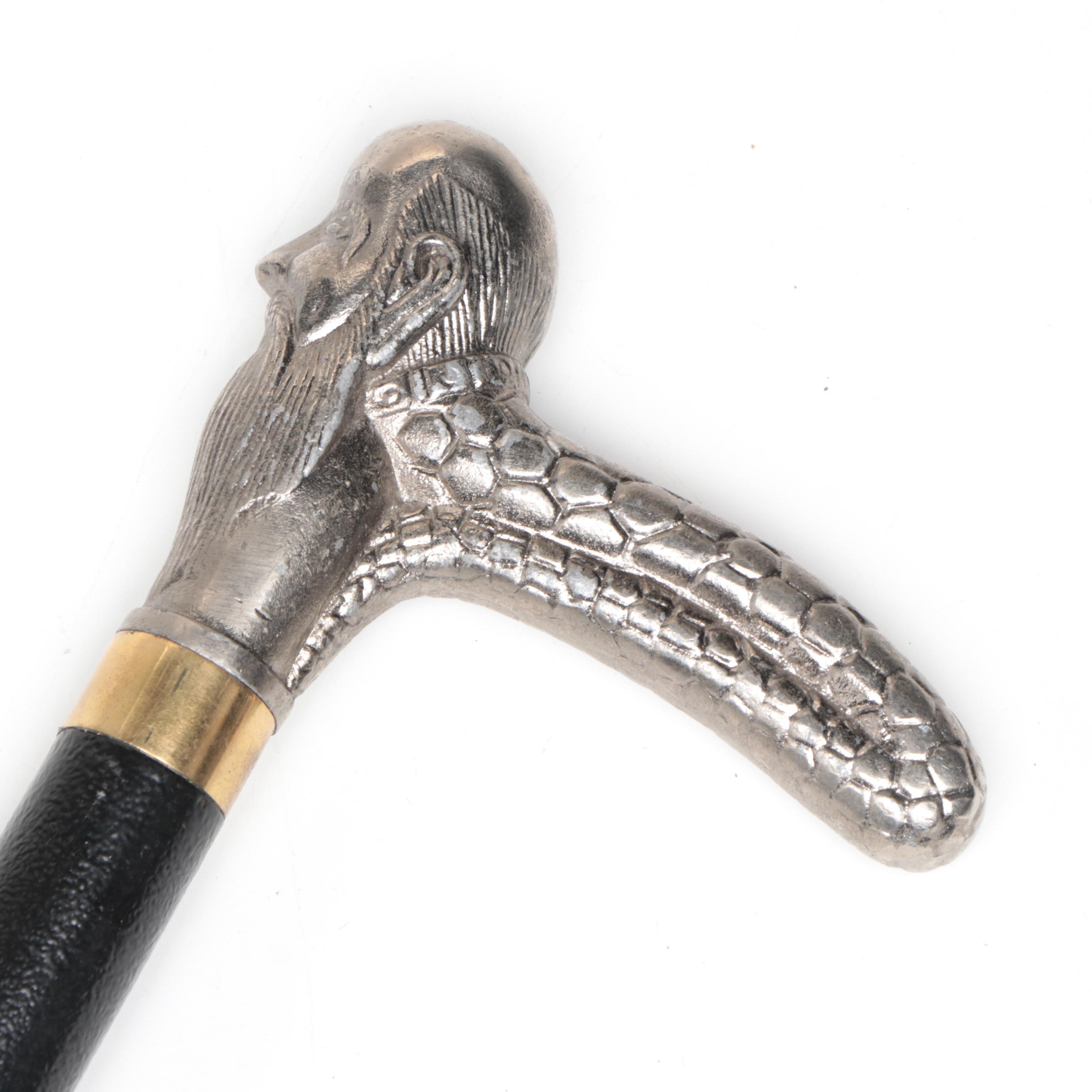 Figural Derby Handled Sword Cane
