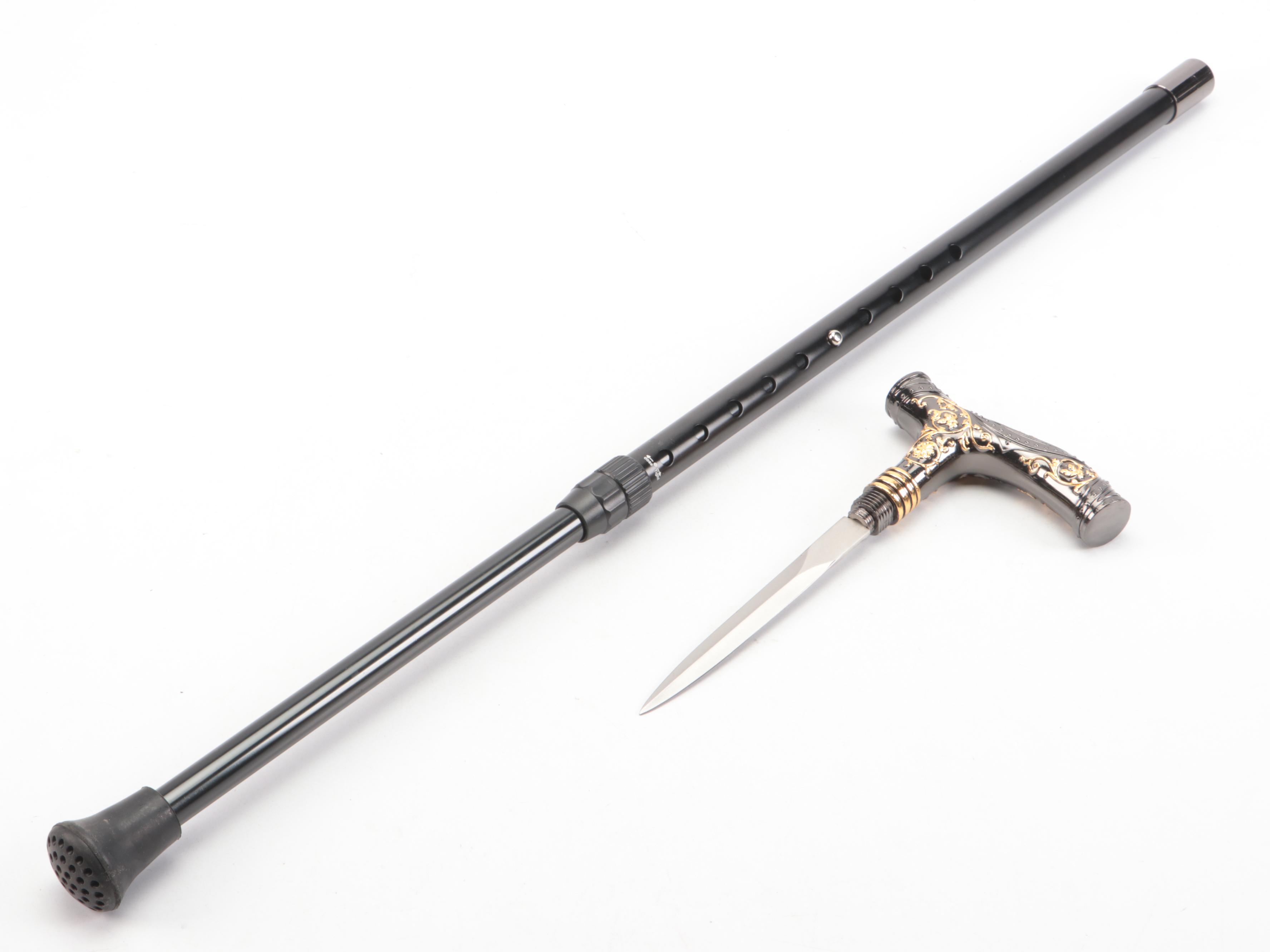 Two-Toned Derby Handled Adjustable Sword Cane