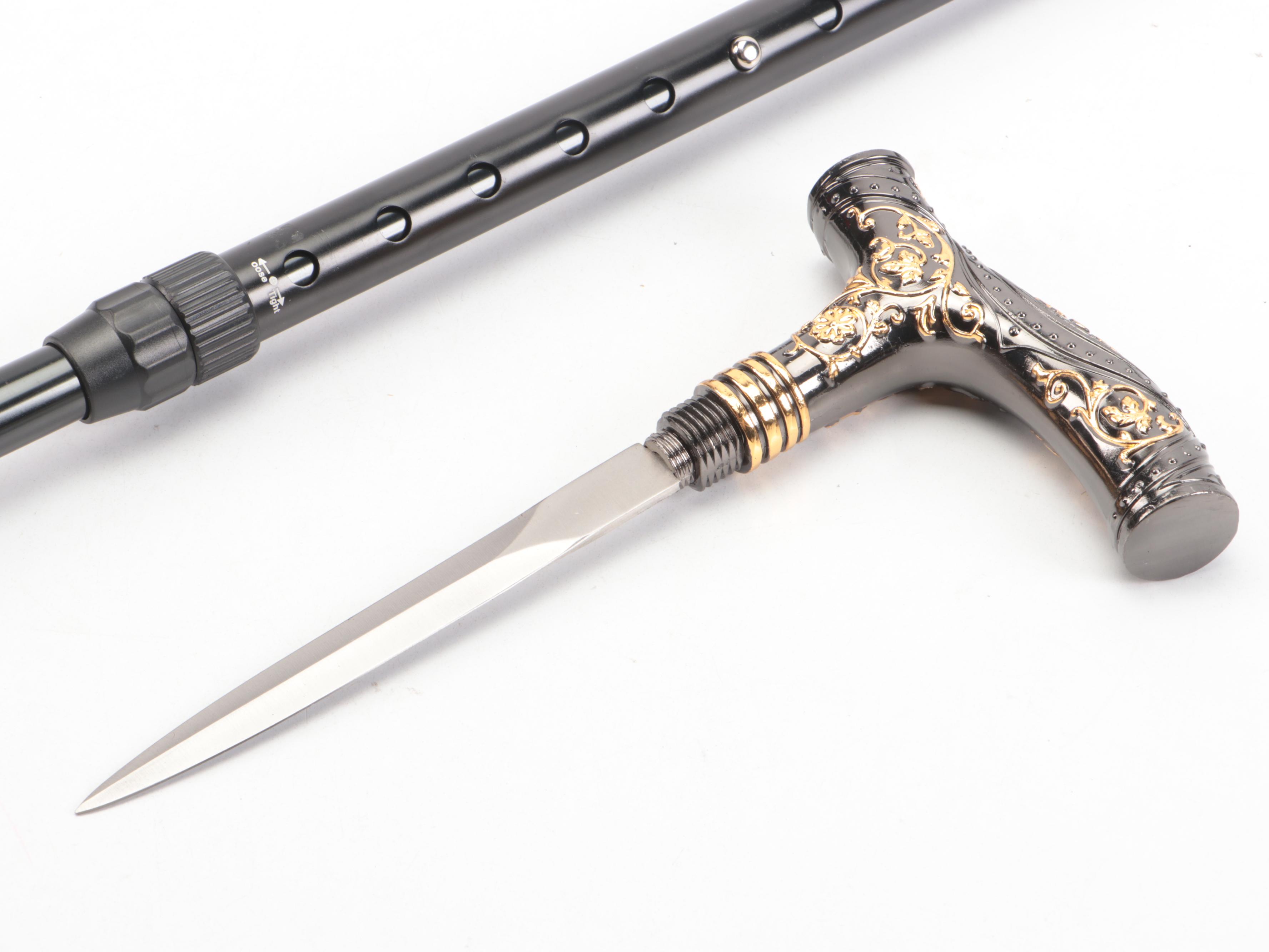 Two-Toned Derby Handled Adjustable Sword Cane
