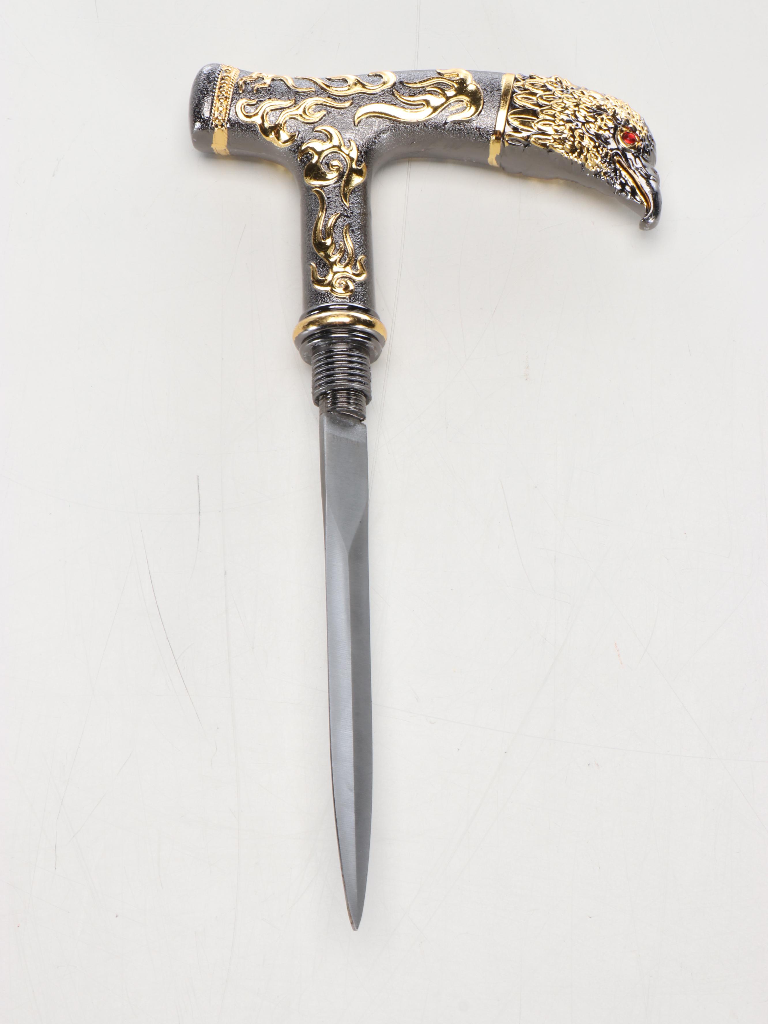 Eagle Head Embossed Metal Adjustable Sword Cane