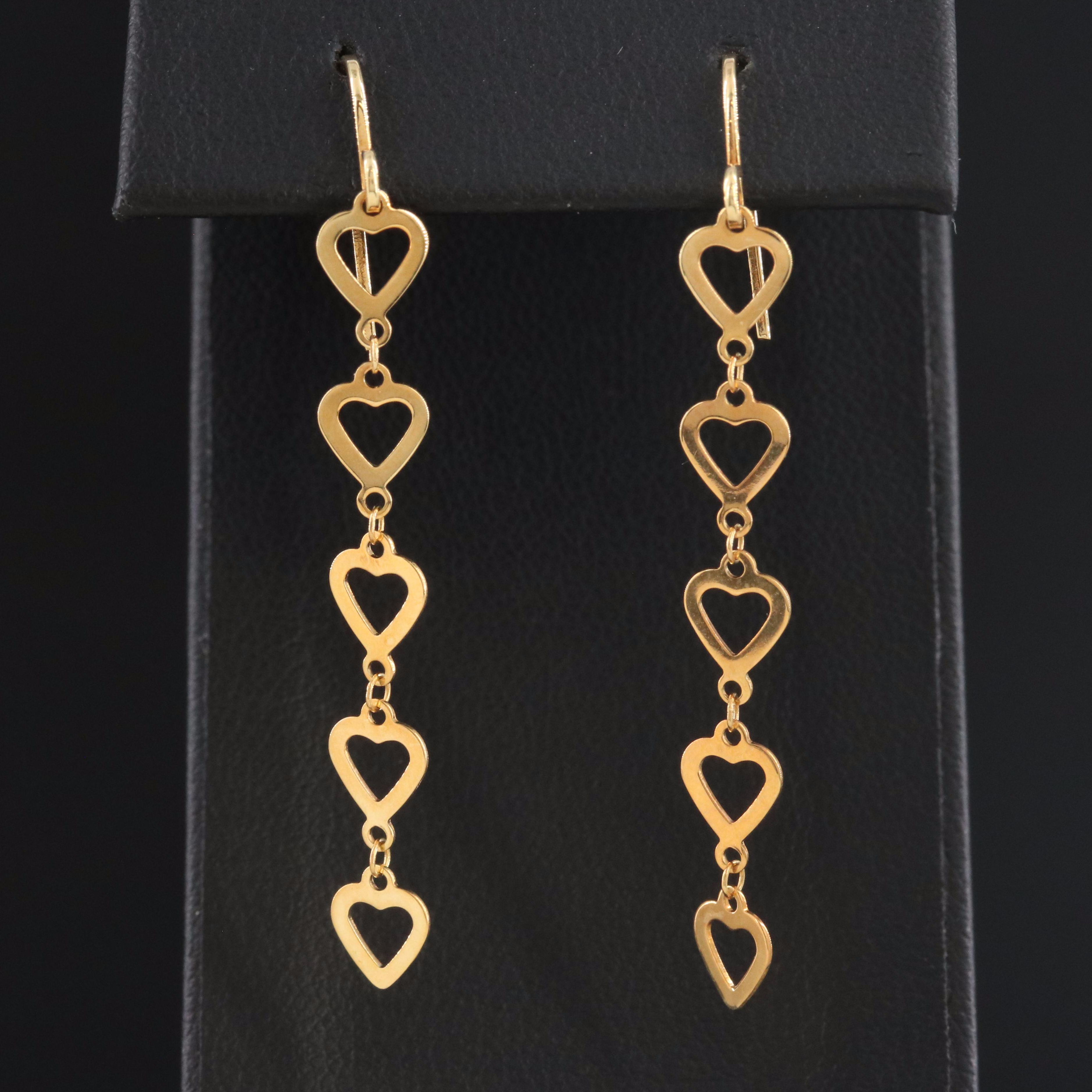 14K Heart Trail Earrings