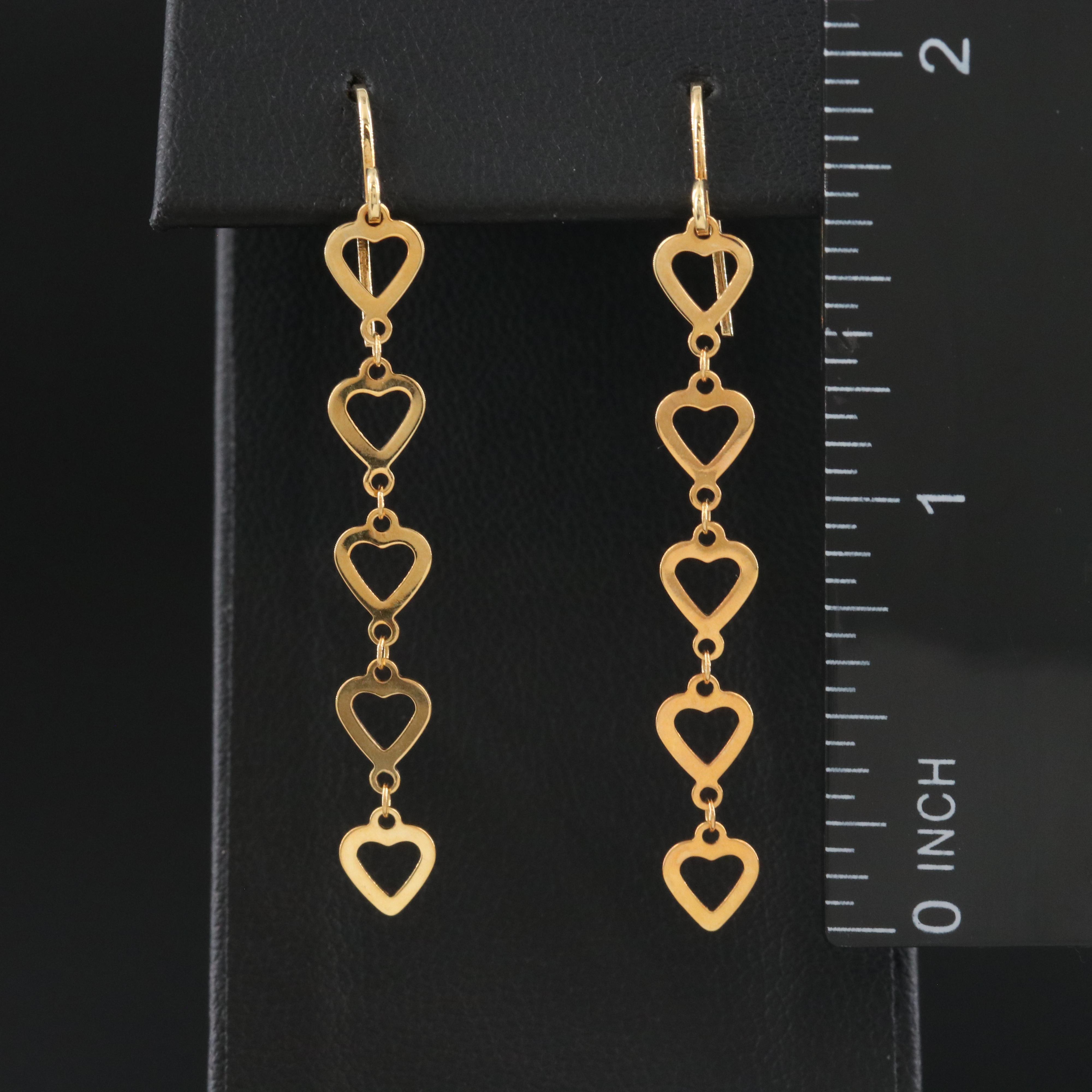 14K Heart Trail Earrings
