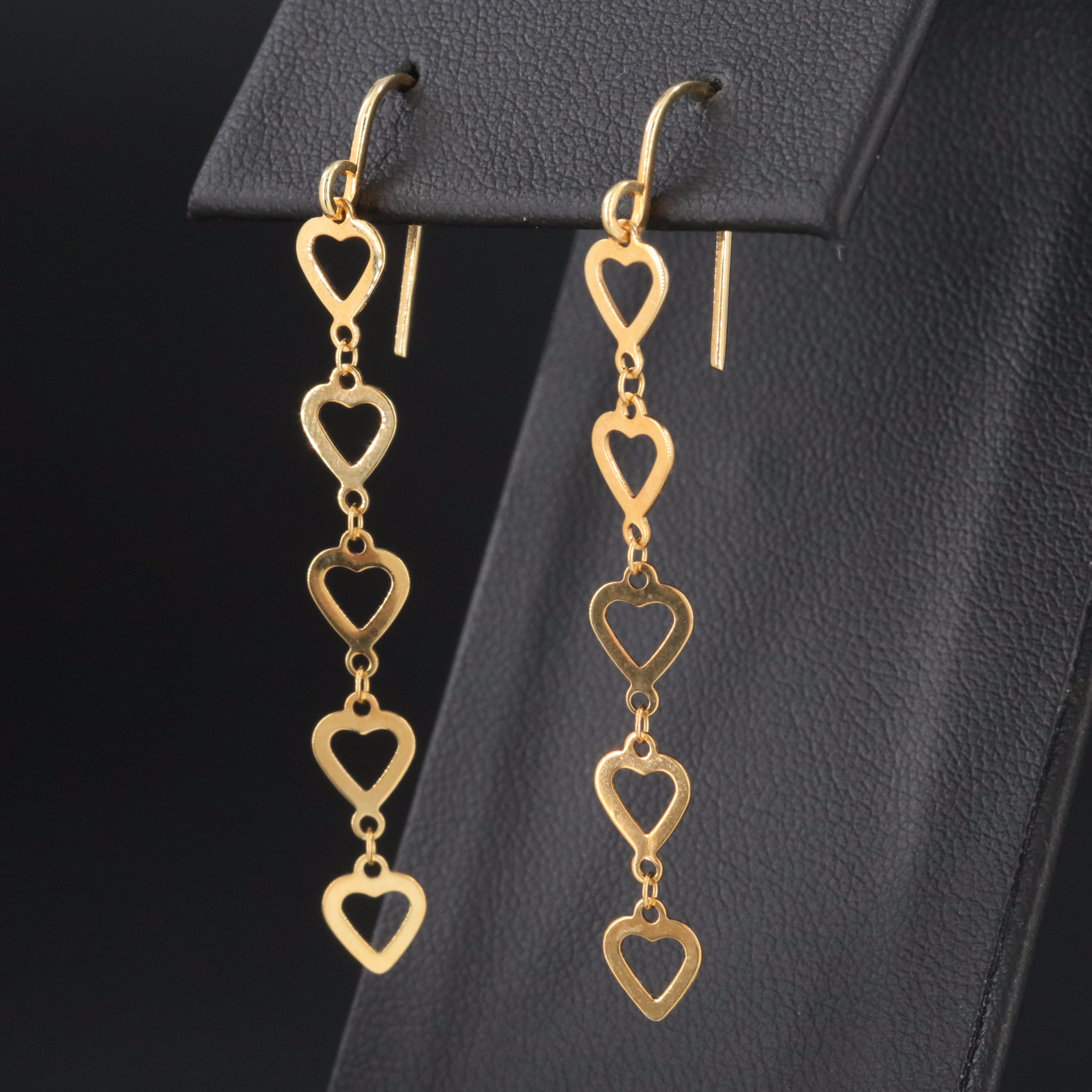 14K Heart Trail Earrings