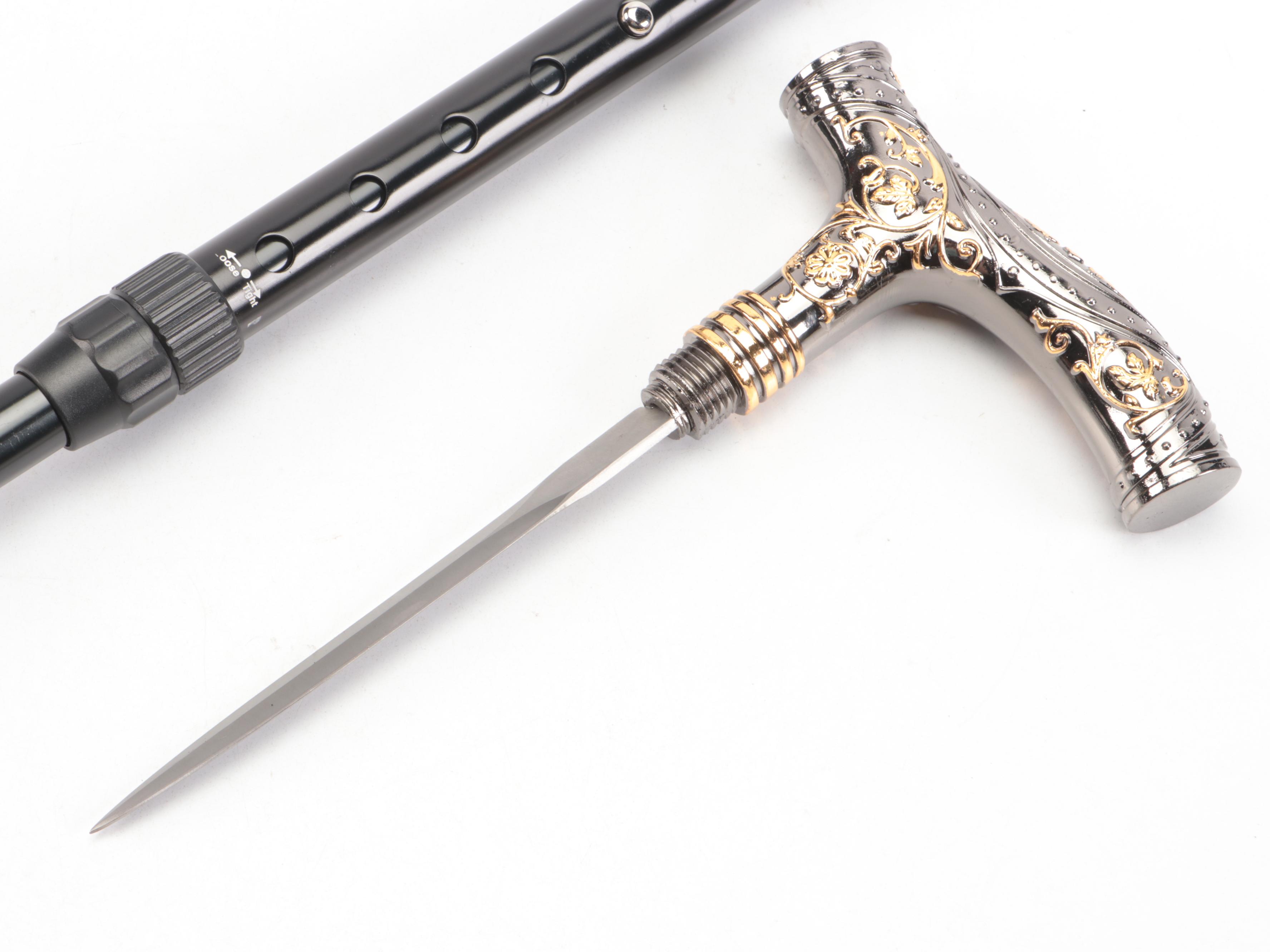 Two-Toned Derby Handled Adjustable Sword Cane