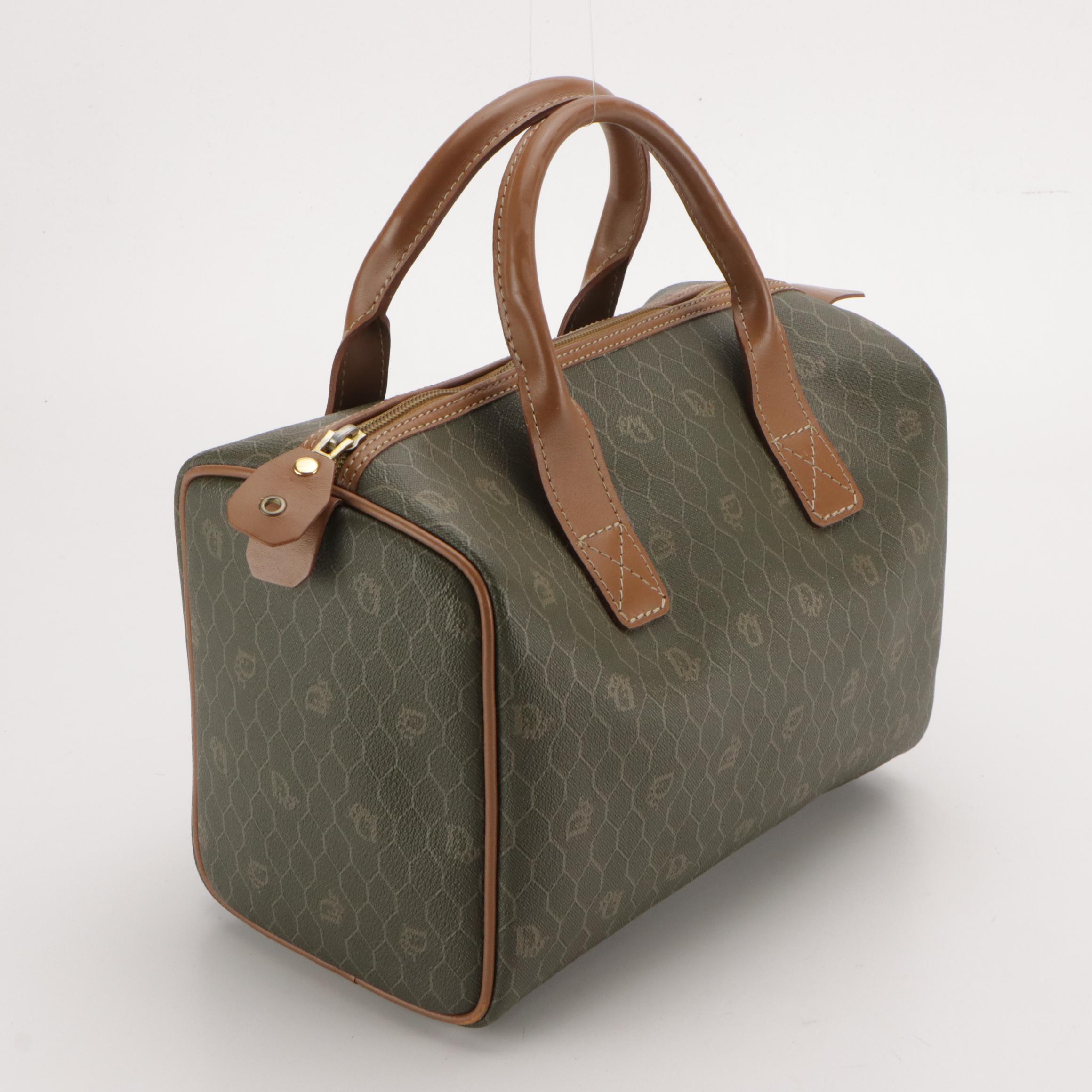 Christian Dior Boston Bag in Honeycomb Canvas and Leather Trim