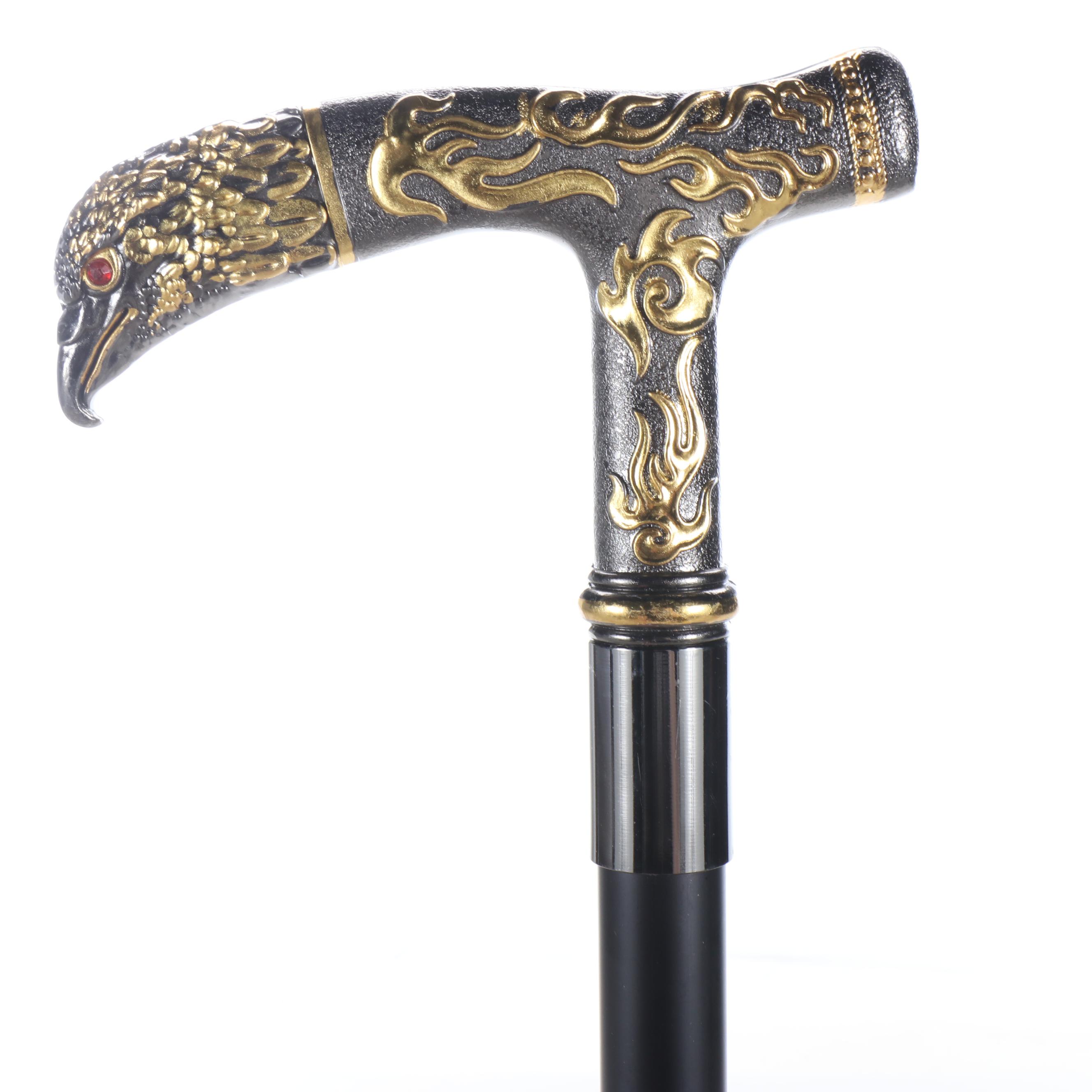 Eagle Head Embossed Metal Adjustable Sword Cane
