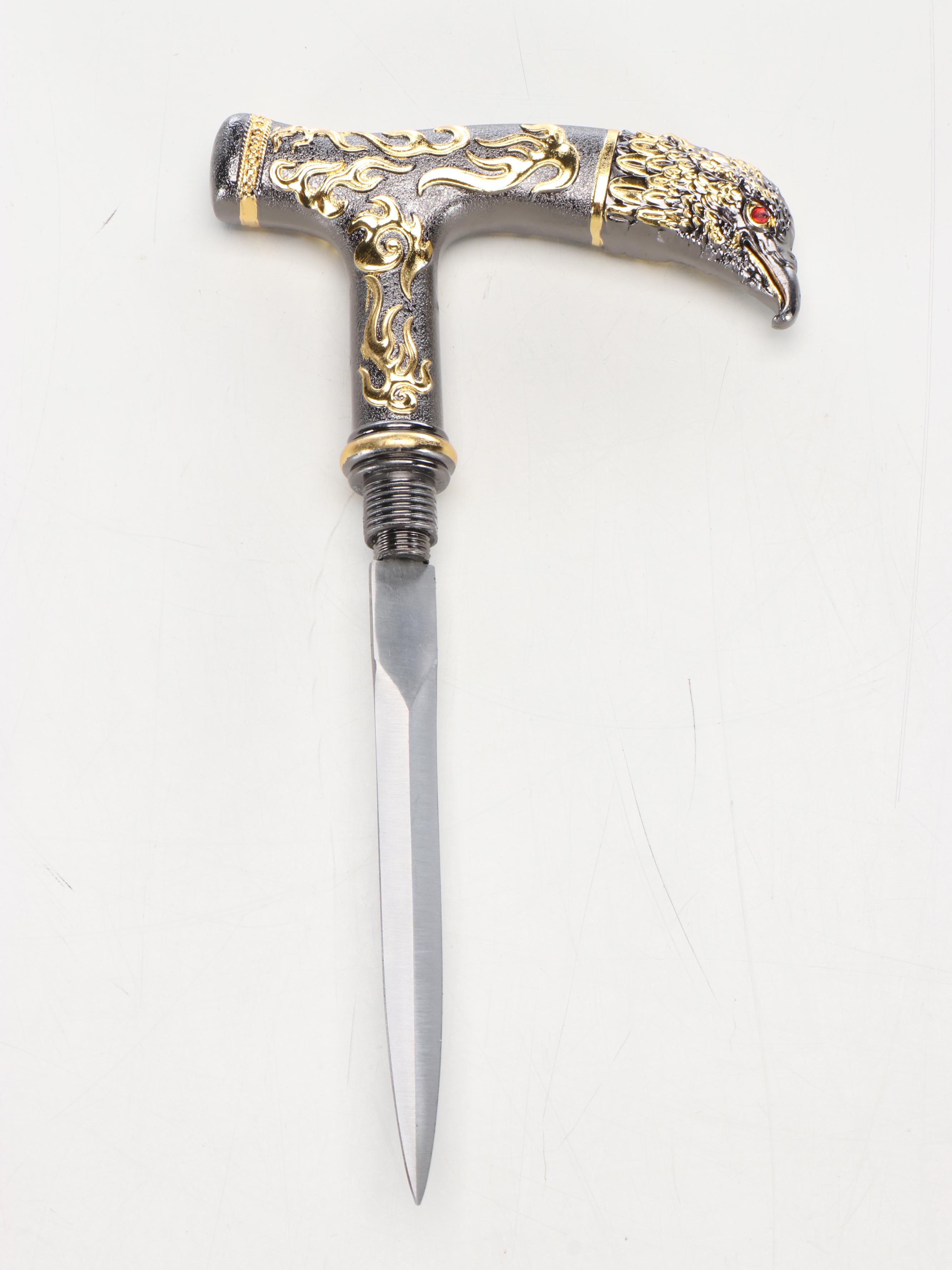 Eagle Head Embossed Metal Adjustable Sword Cane