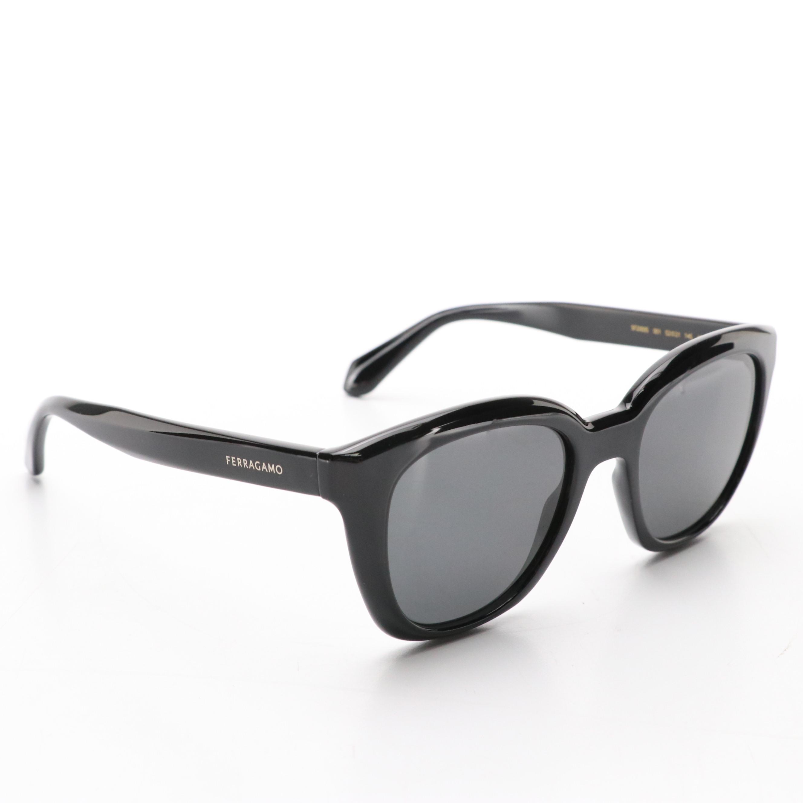 Salvatore Ferragamo SF2000S Black Cat Eye Sunglasses with Case and Box