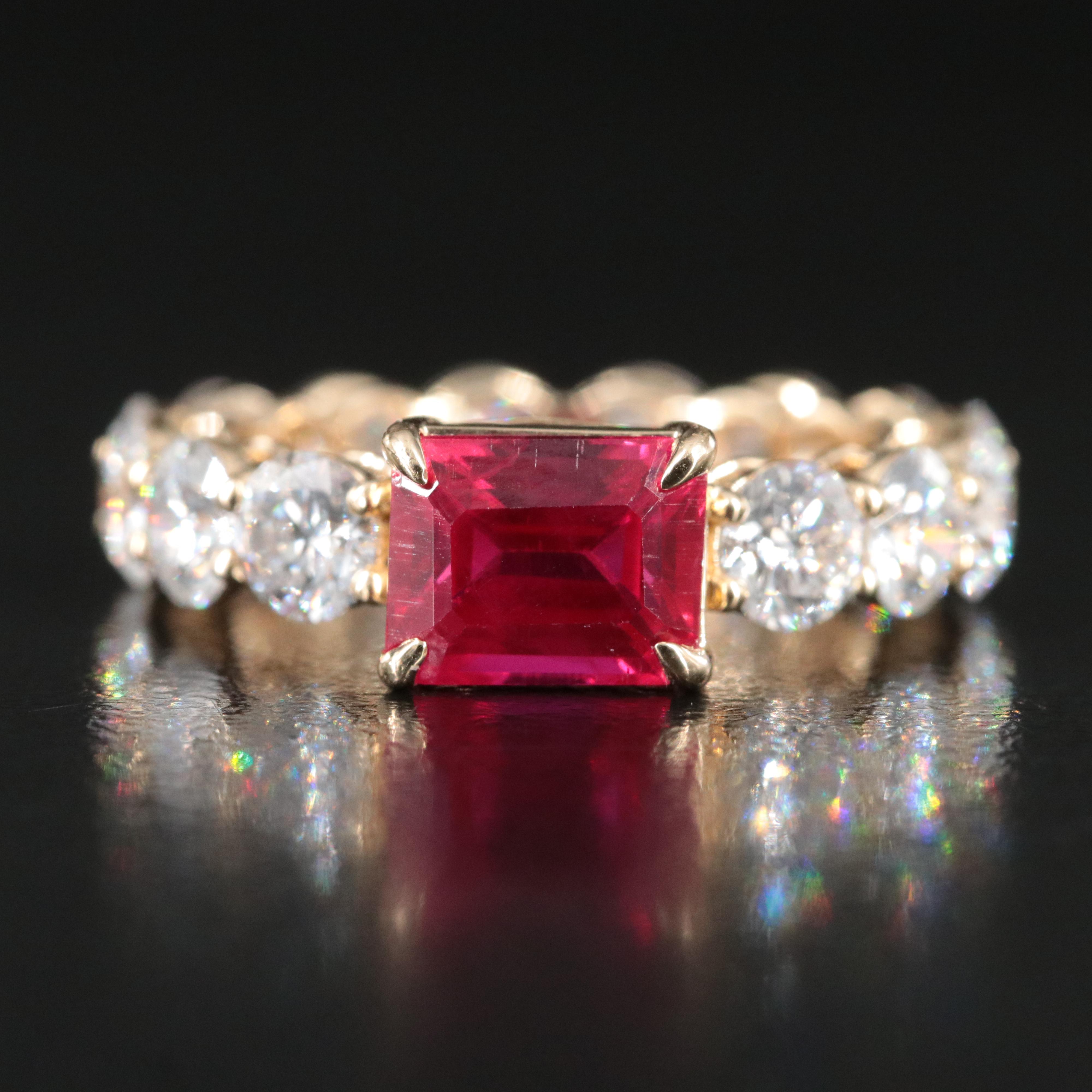14K 2.50 CT Ruby and 4.34 CTW Lab Grown Diamond Eternity Ring