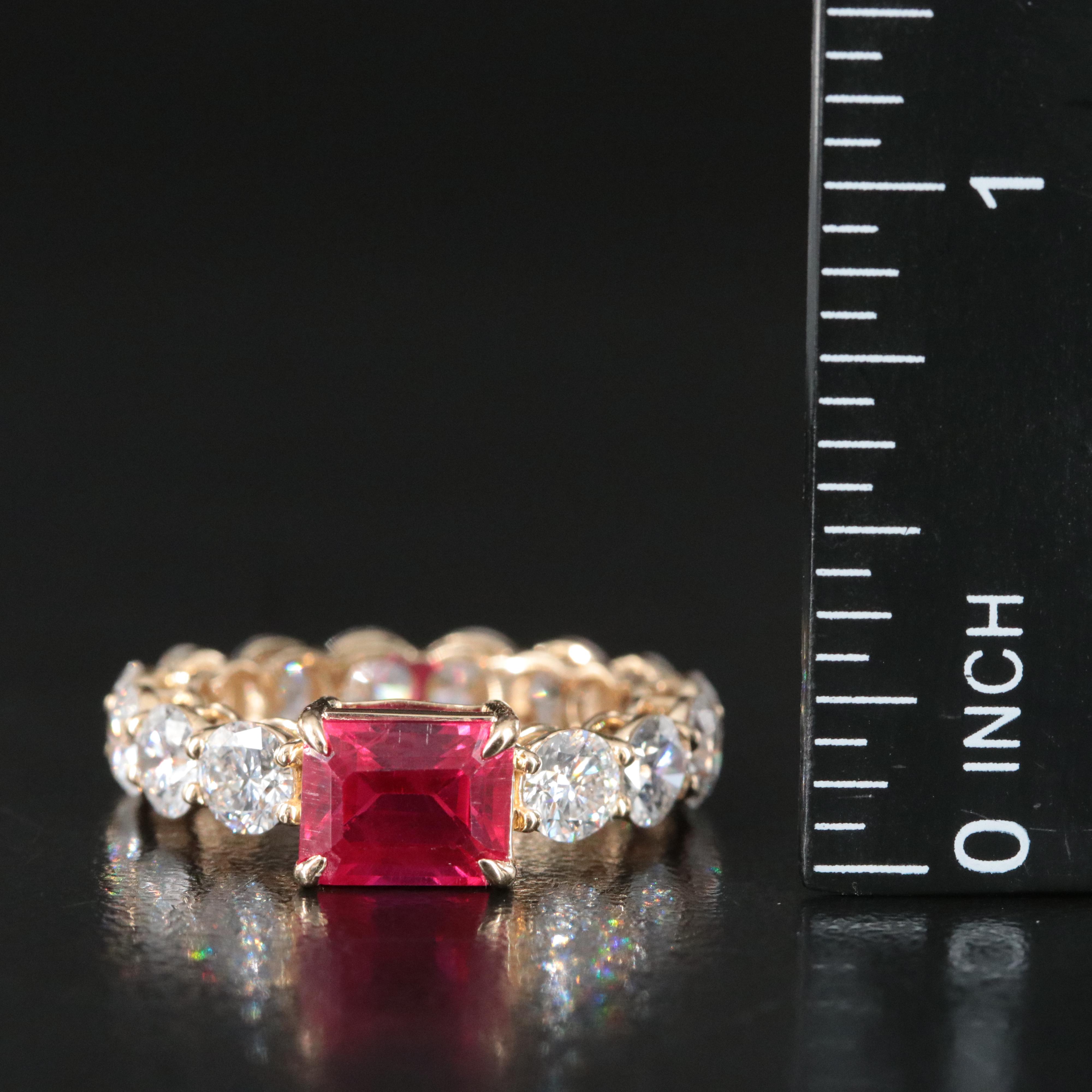 14K 2.50 CT Ruby and 4.34 CTW Lab Grown Diamond Eternity Ring