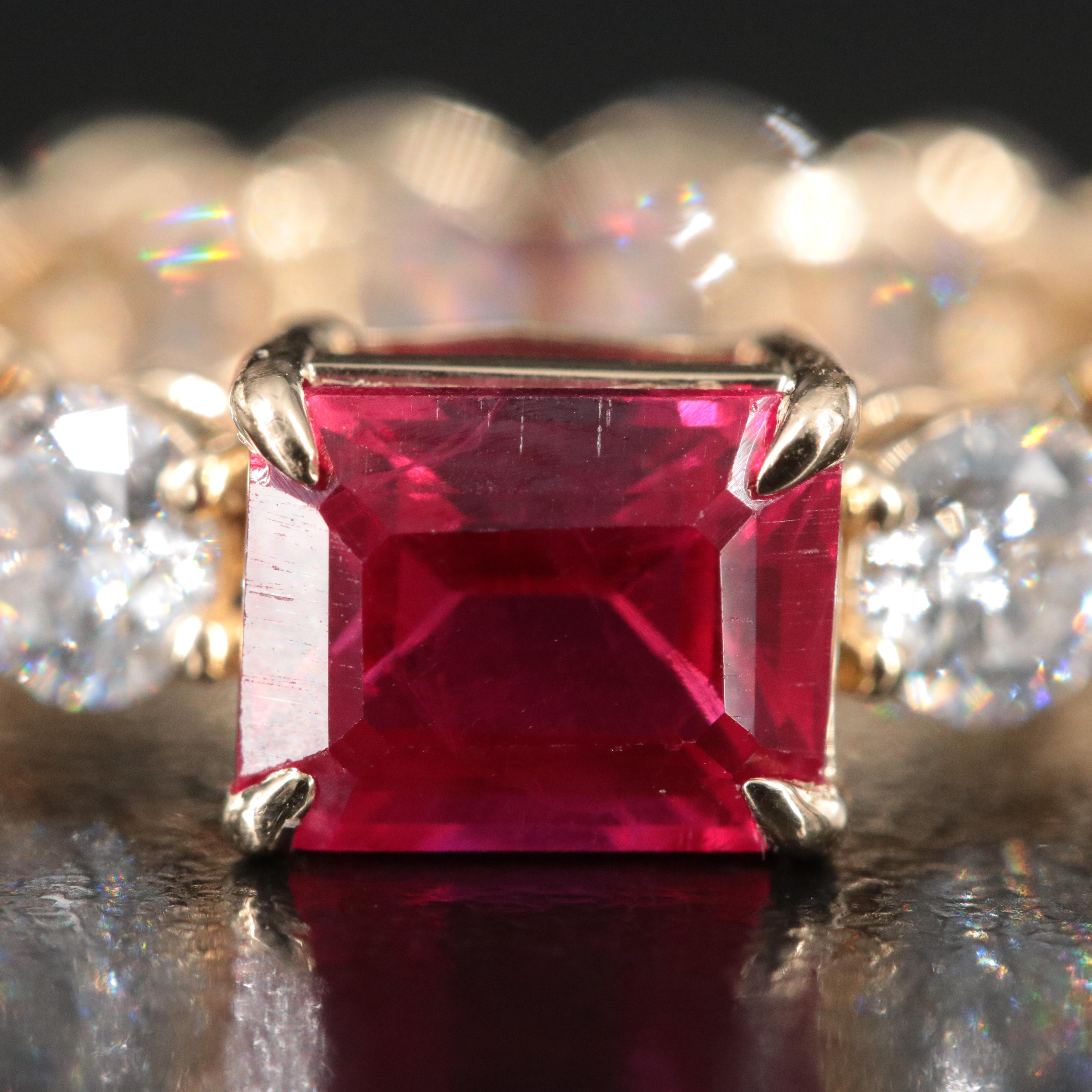 14K 2.50 CT Ruby and 4.34 CTW Lab Grown Diamond Eternity Ring