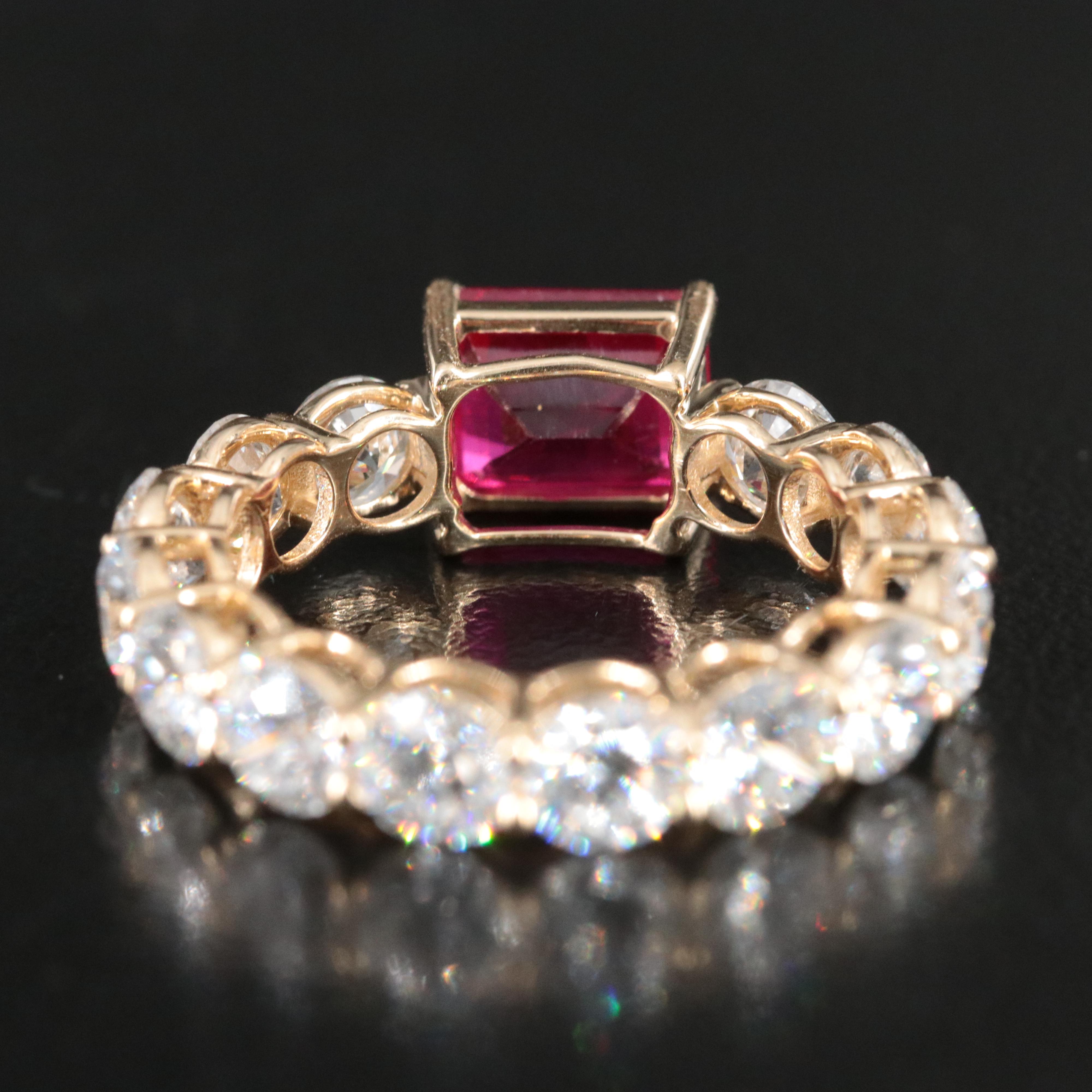 14K 2.50 CT Ruby and 4.34 CTW Lab Grown Diamond Eternity Ring