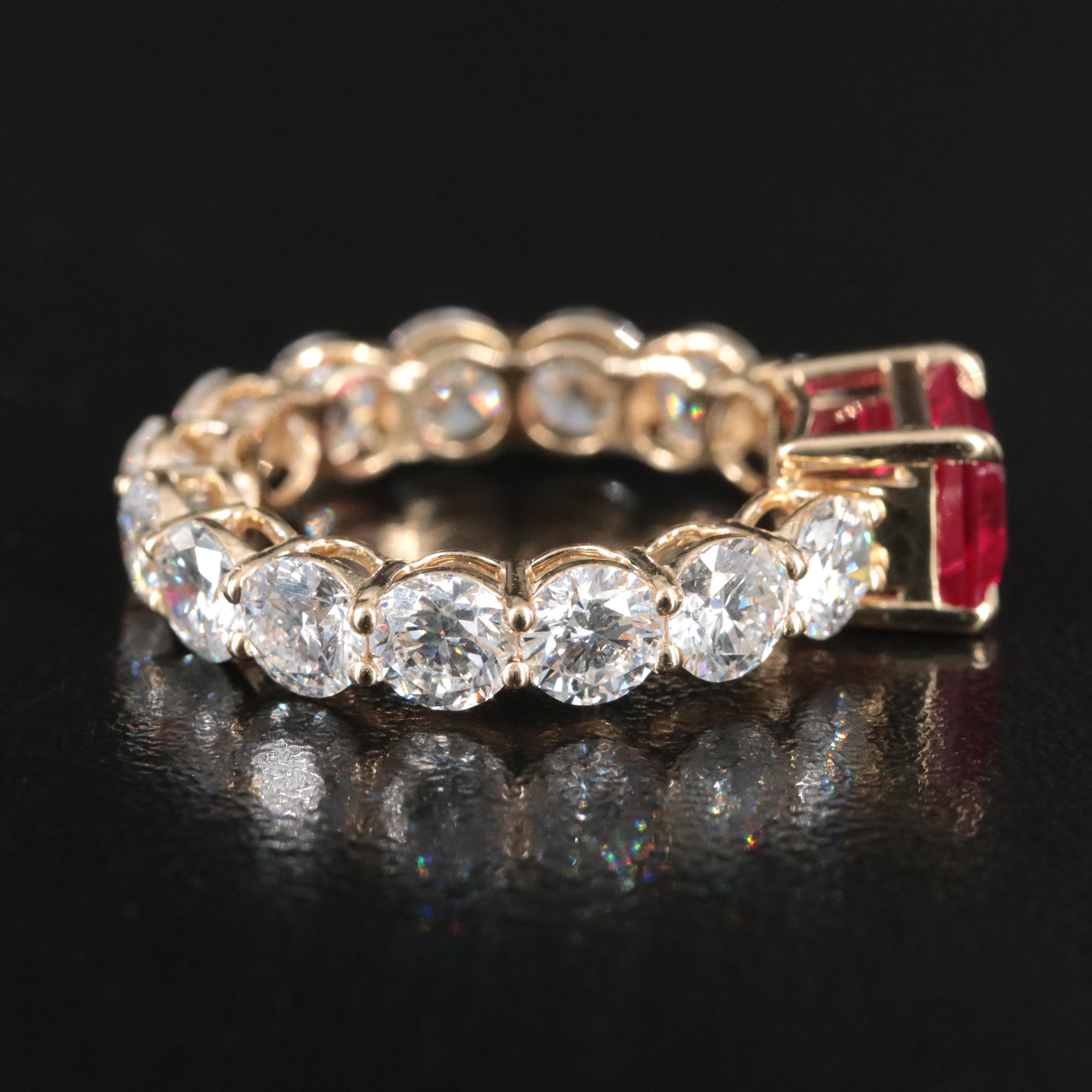 14K 2.50 CT Ruby and 4.34 CTW Lab Grown Diamond Eternity Ring