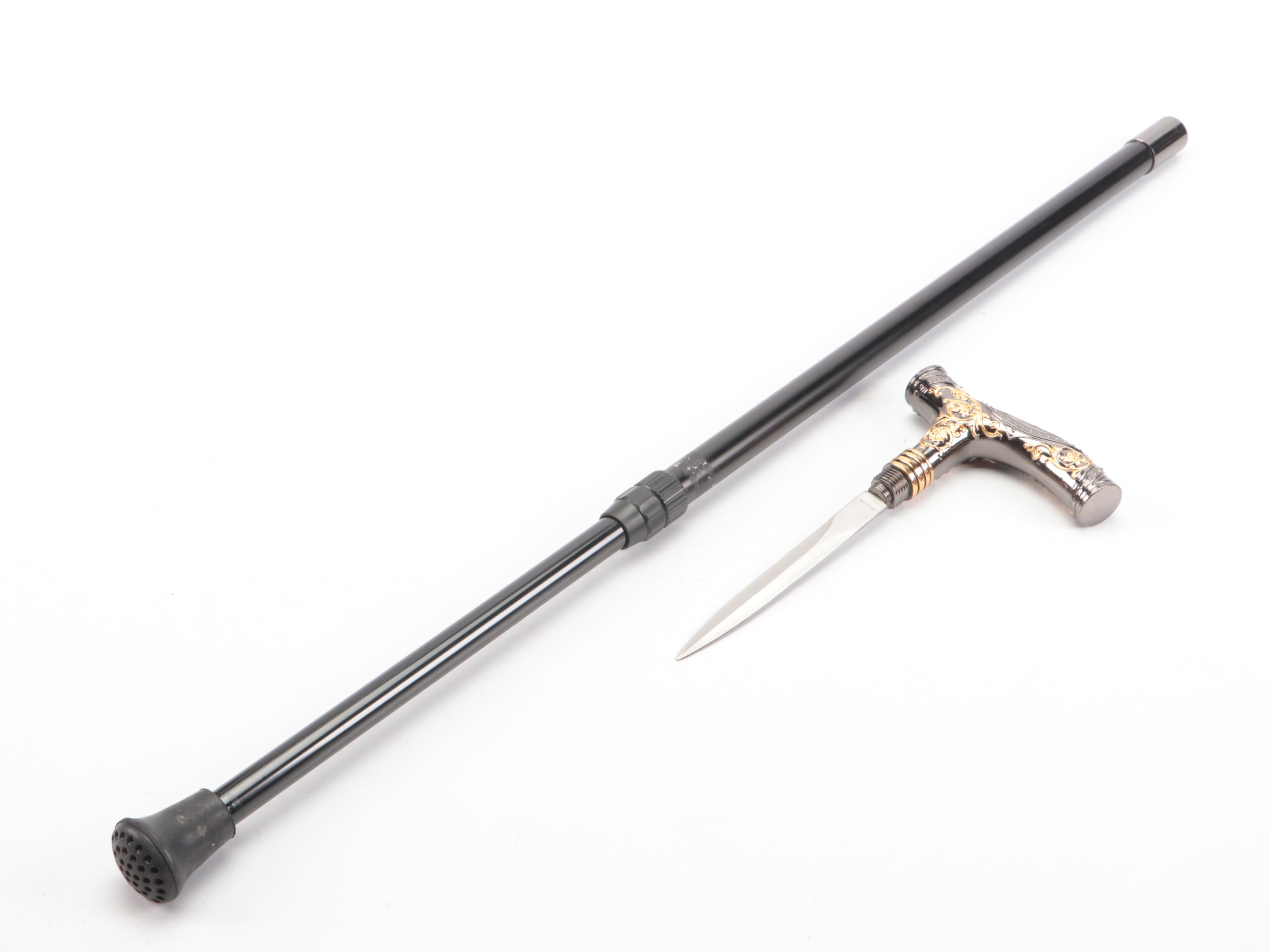 Two-Toned Derby Handled Adjustable Sword Cane