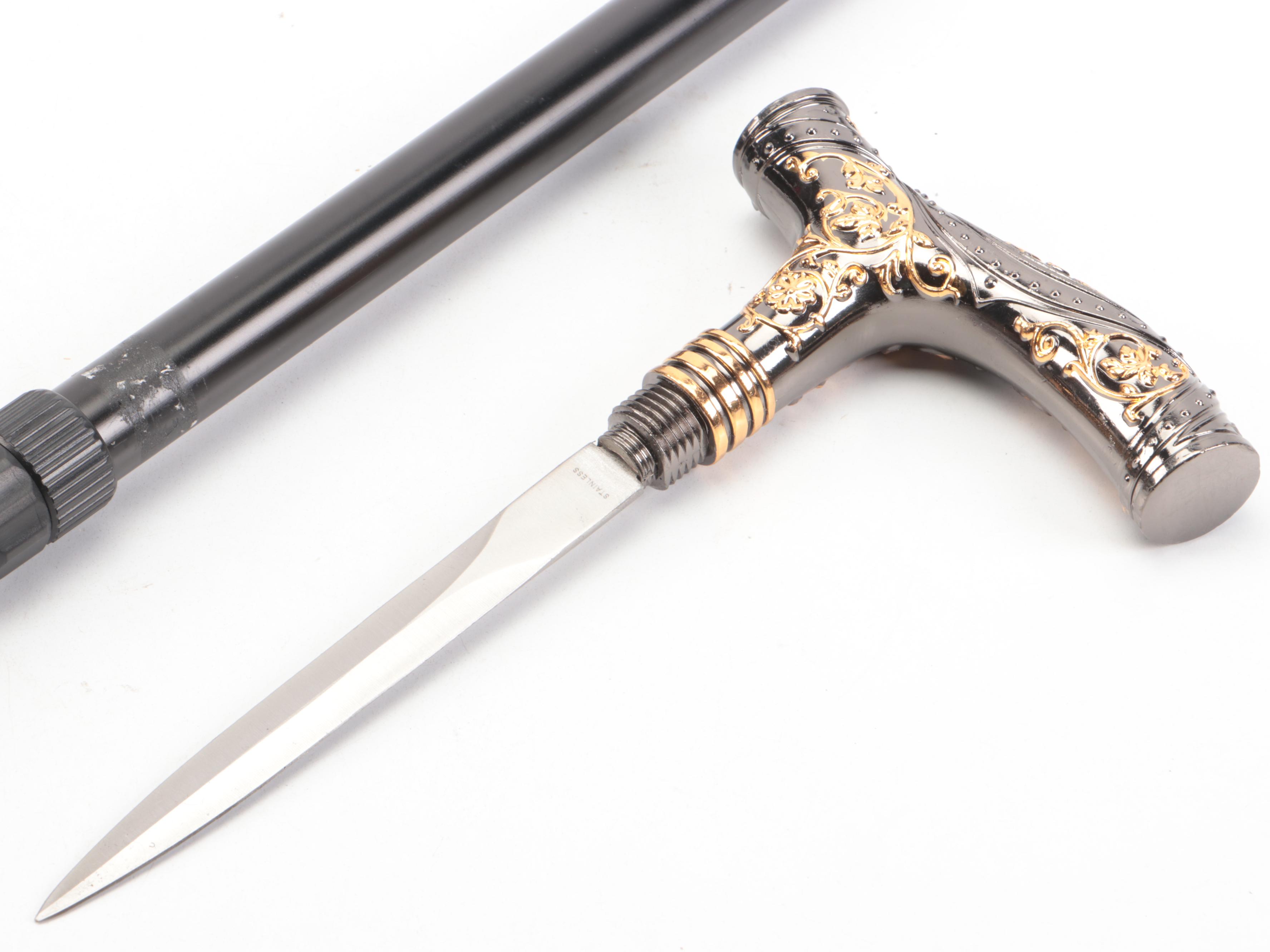 Two-Toned Derby Handled Adjustable Sword Cane