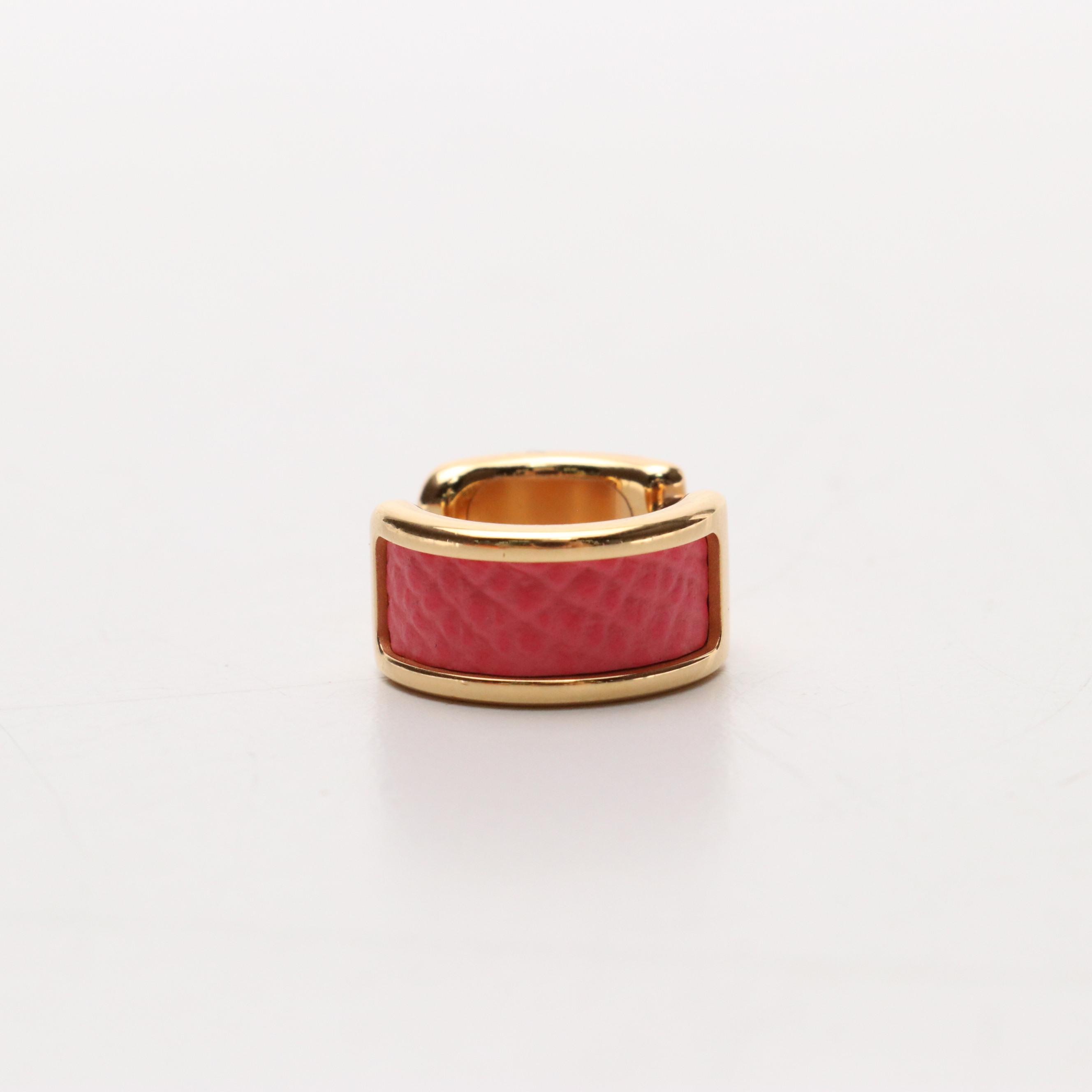 Hermès Olympe Gold Tone and Leather Ear Cuff in Box